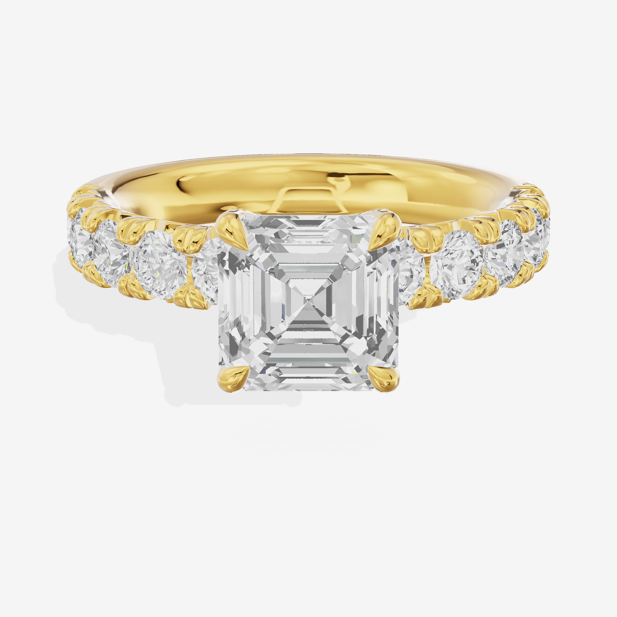 Lustrous Aurea Asscher Engagement Ring with Side Stones (3/4 ct. tw.) in 14K Yellow Gold