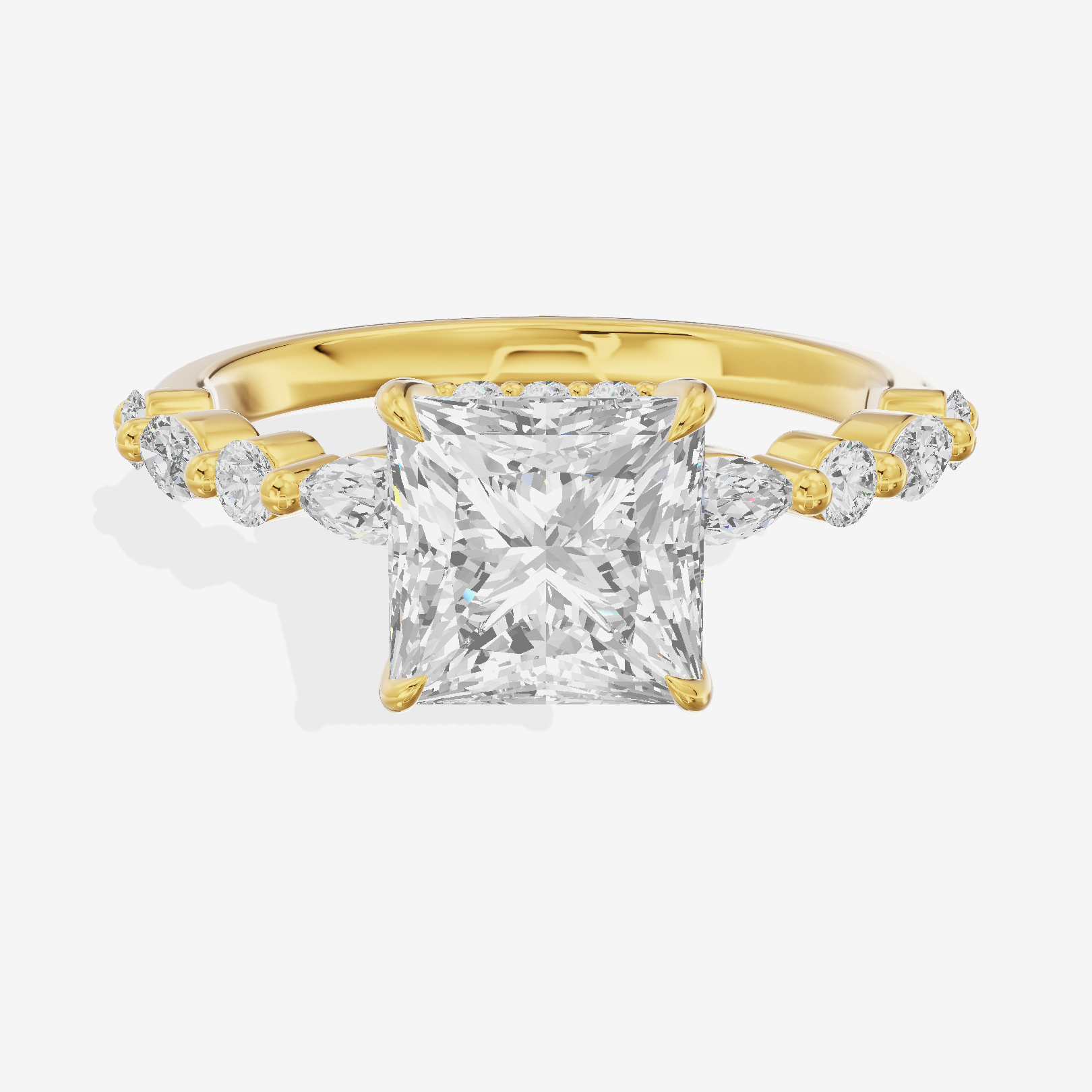 Twine Hidden Halo Princess Engagement Ring (1/20 ct. tw.) in 14K Yellow Gold