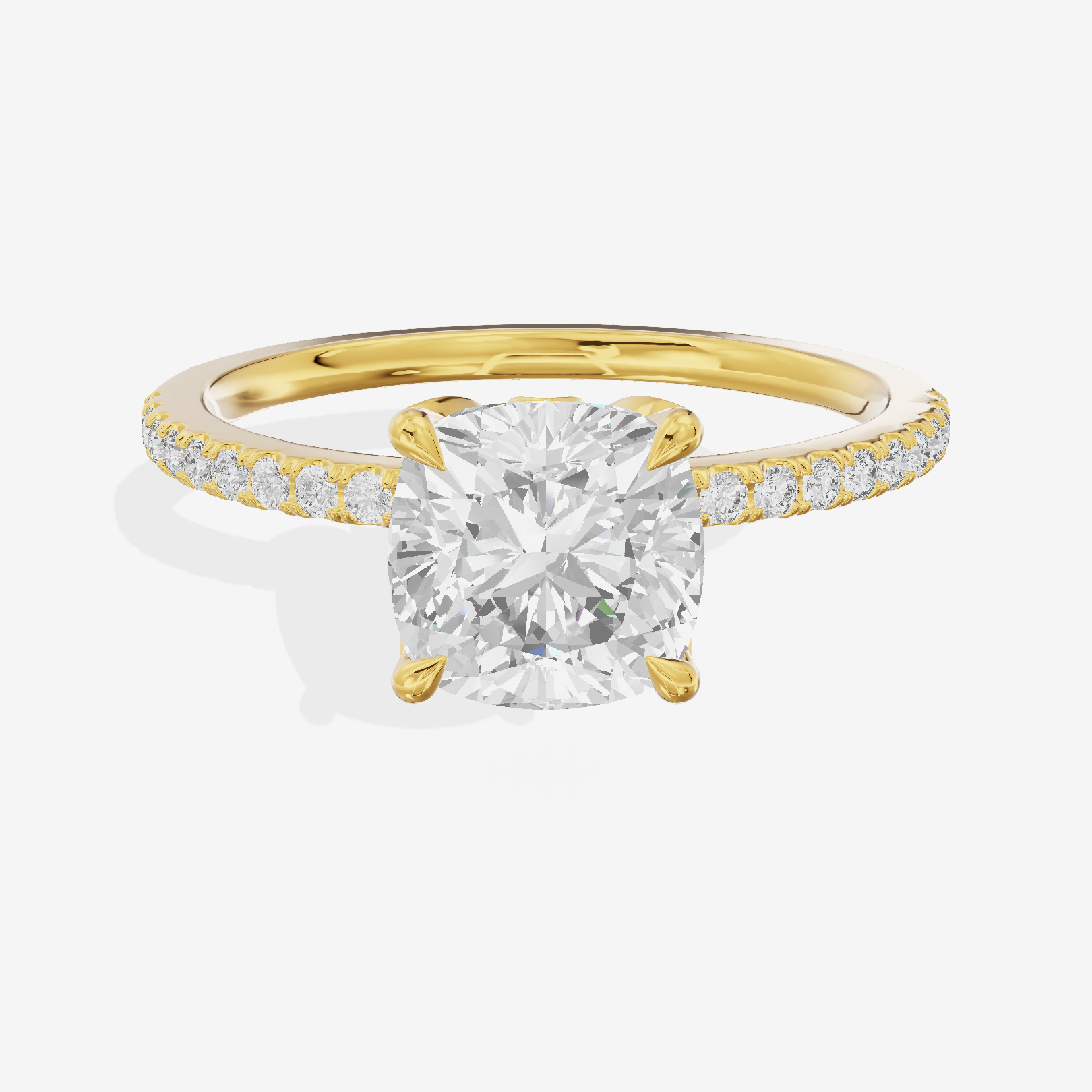 Twined Selenia Cushion Engagement Ring with Side Stones (1/10 ct. tw.) in 14K Yellow Gold