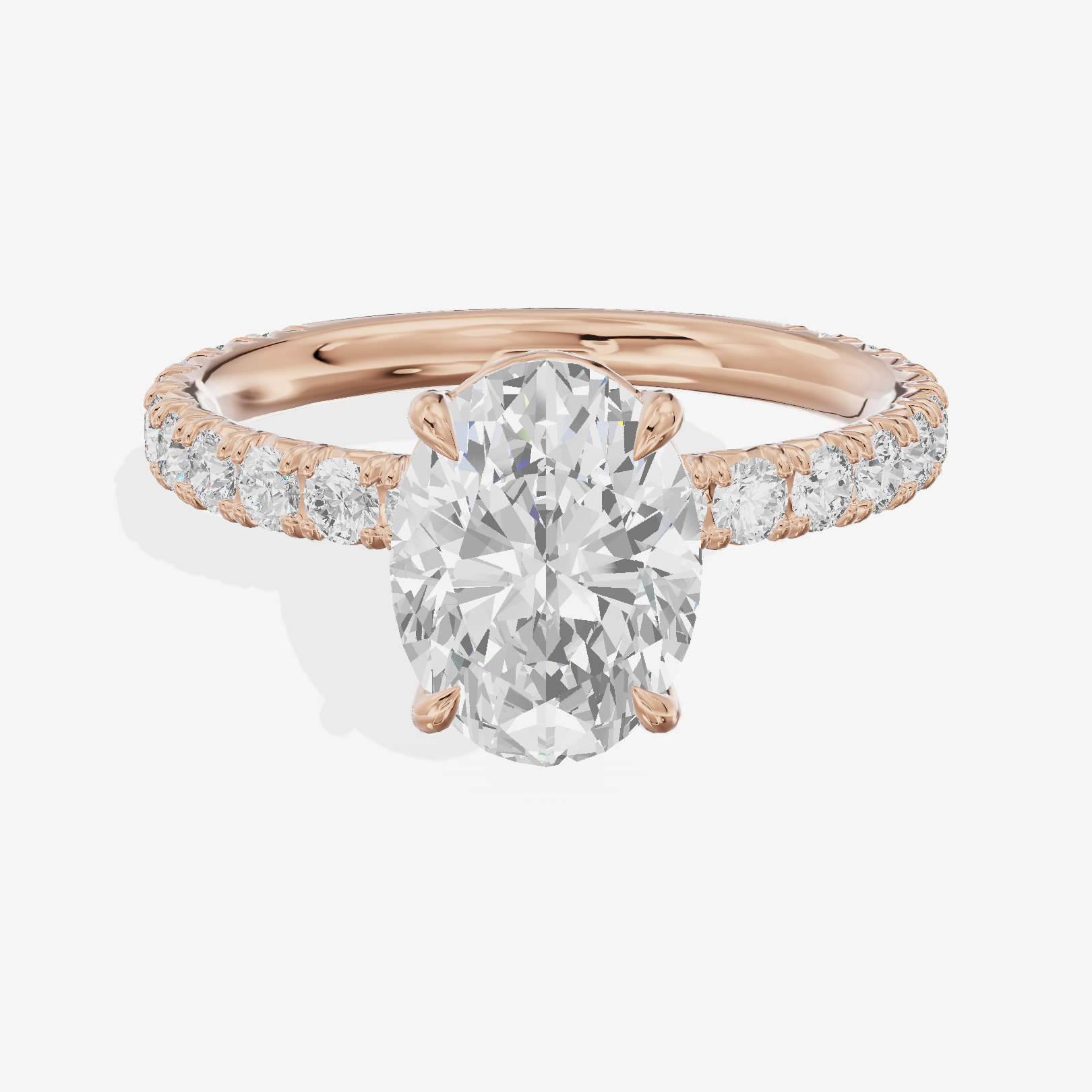 Twined Promezza Oval Engagement Ring with Side Stones (1/2 ct. tw.) in 18K Rose Gold