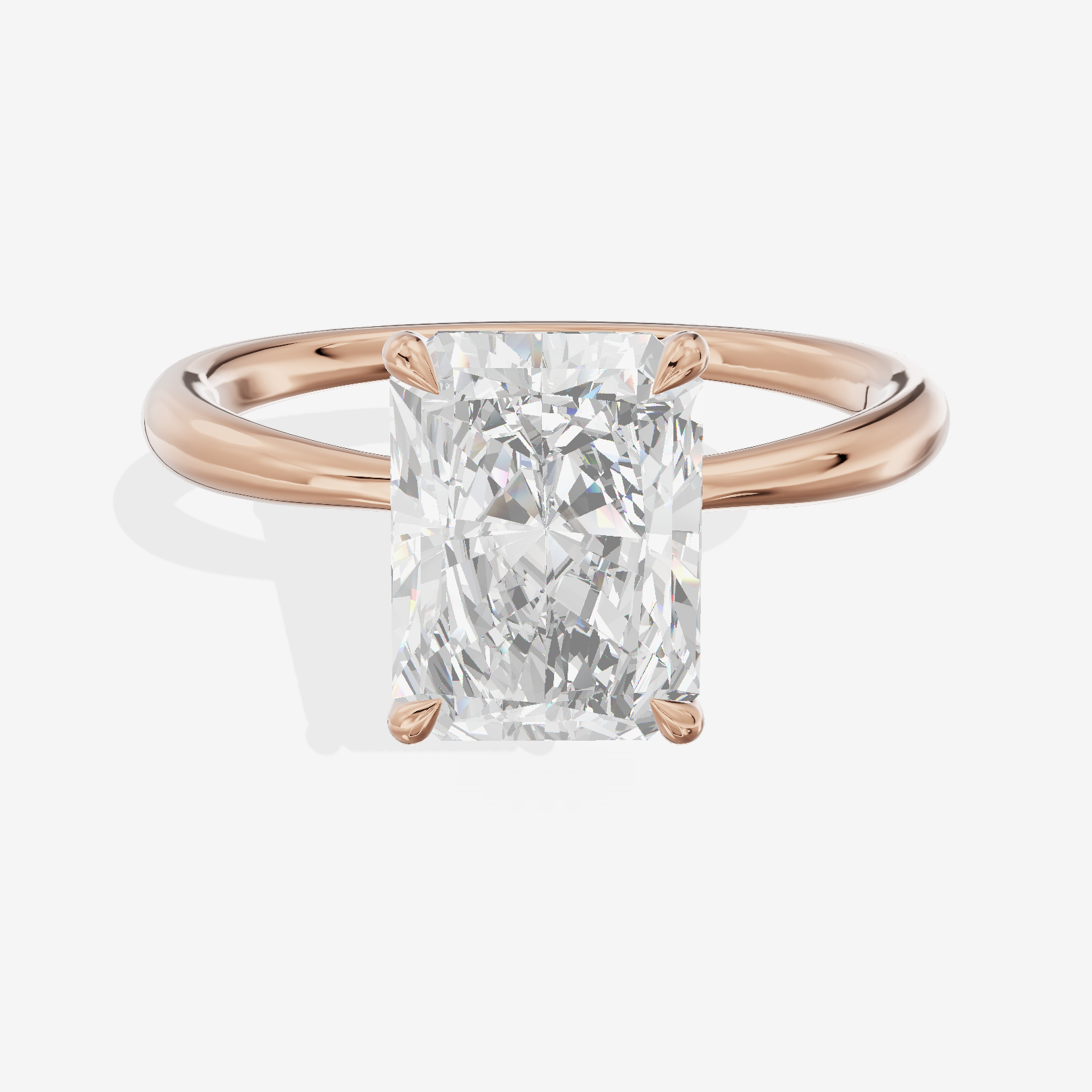 Whispered Aimora Radiant Solitaire Engagement Ring in 18K Rose Gold
