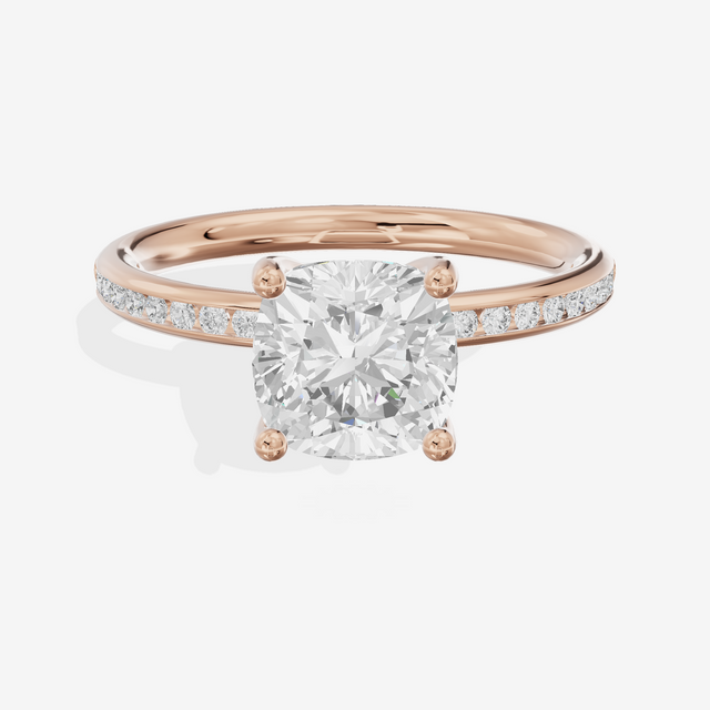 Classic Trellise Cushion Engagement Ring with Side Stones (1/8 ct. tw.) in 18K Rose Gold