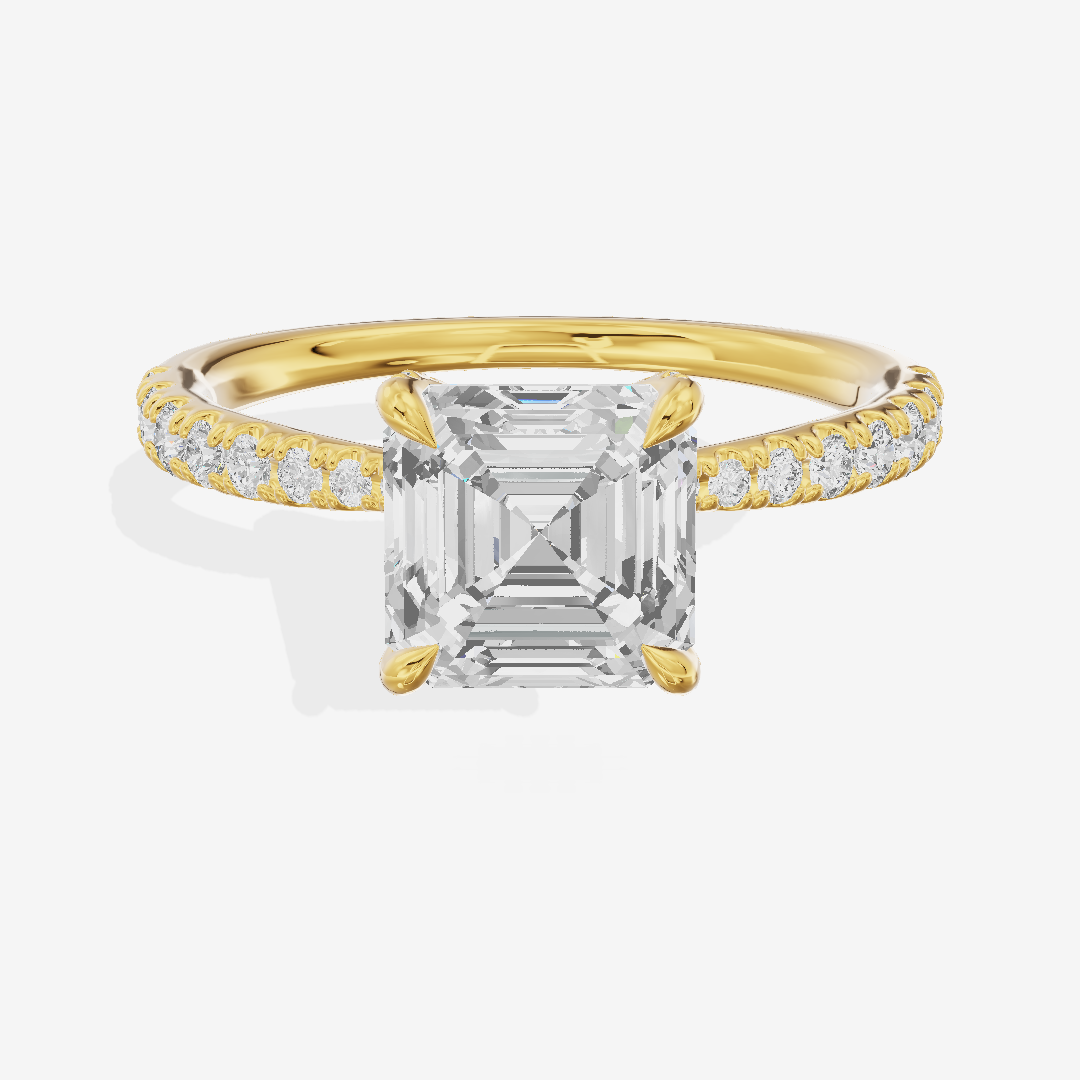 Lumera Asscher Engagement Ring with Side Stones (1/3 ct. tw.) in 18K Yellow Gold
