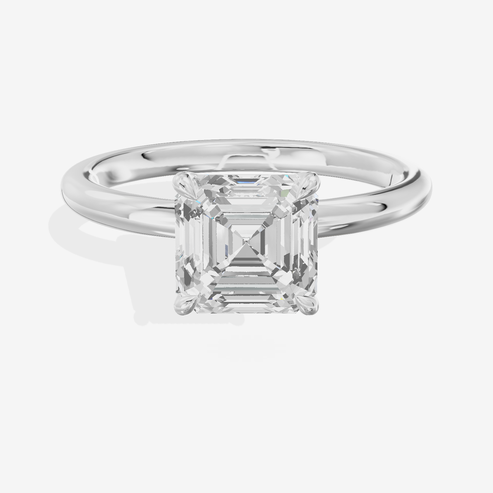 Adorae Solitaire 2mm Asscher Engagement Ring in 14K White Gold