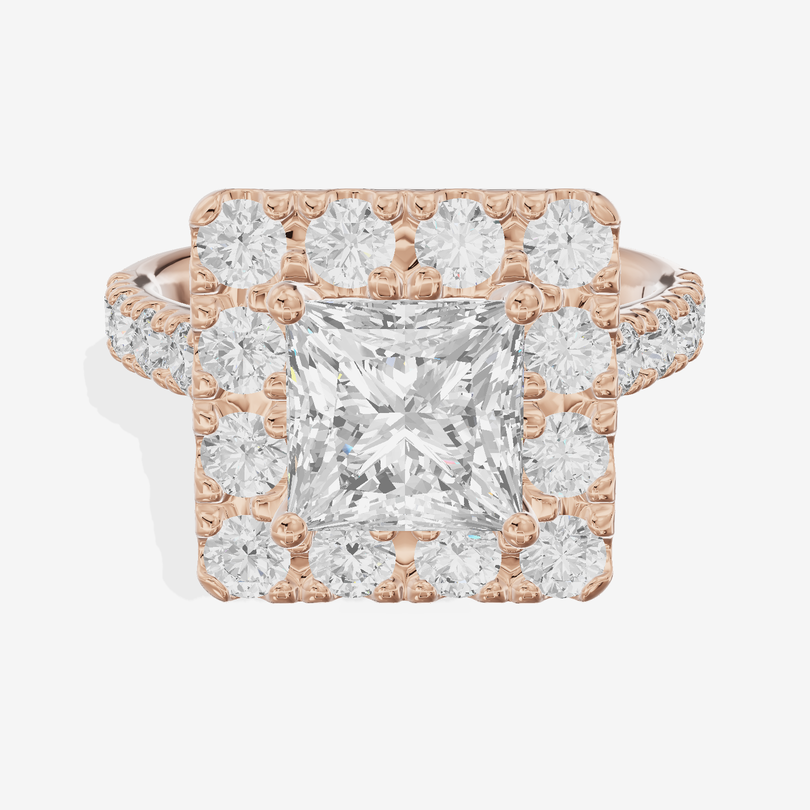 Liviana Halo Princess Engagement Ring (1/4 ct. tw.) in 14K Rose Gold
