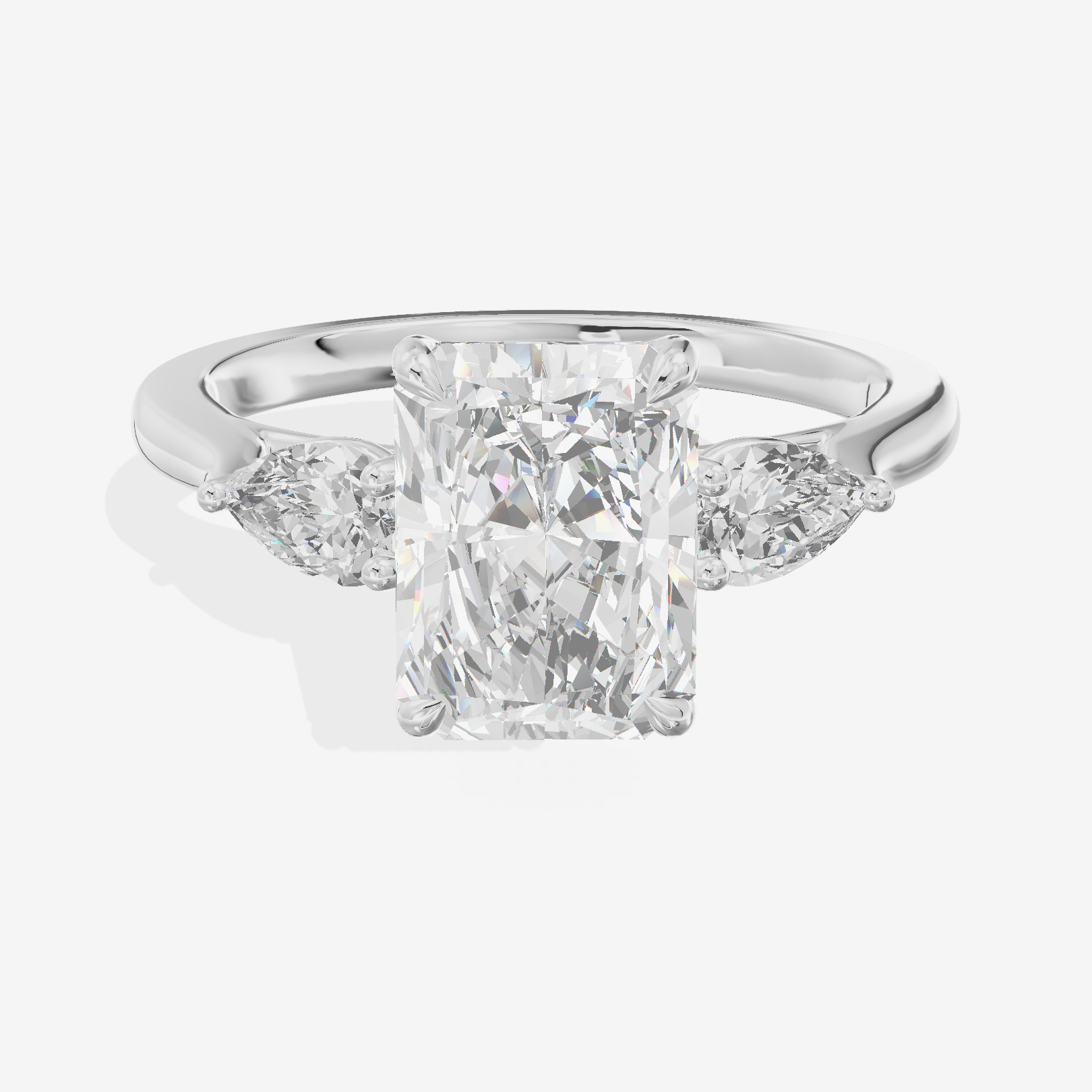 Classic Eversince Radiant Engagement Ring with Side Stones (2/5 ct. tw.) in 18K White Gold
