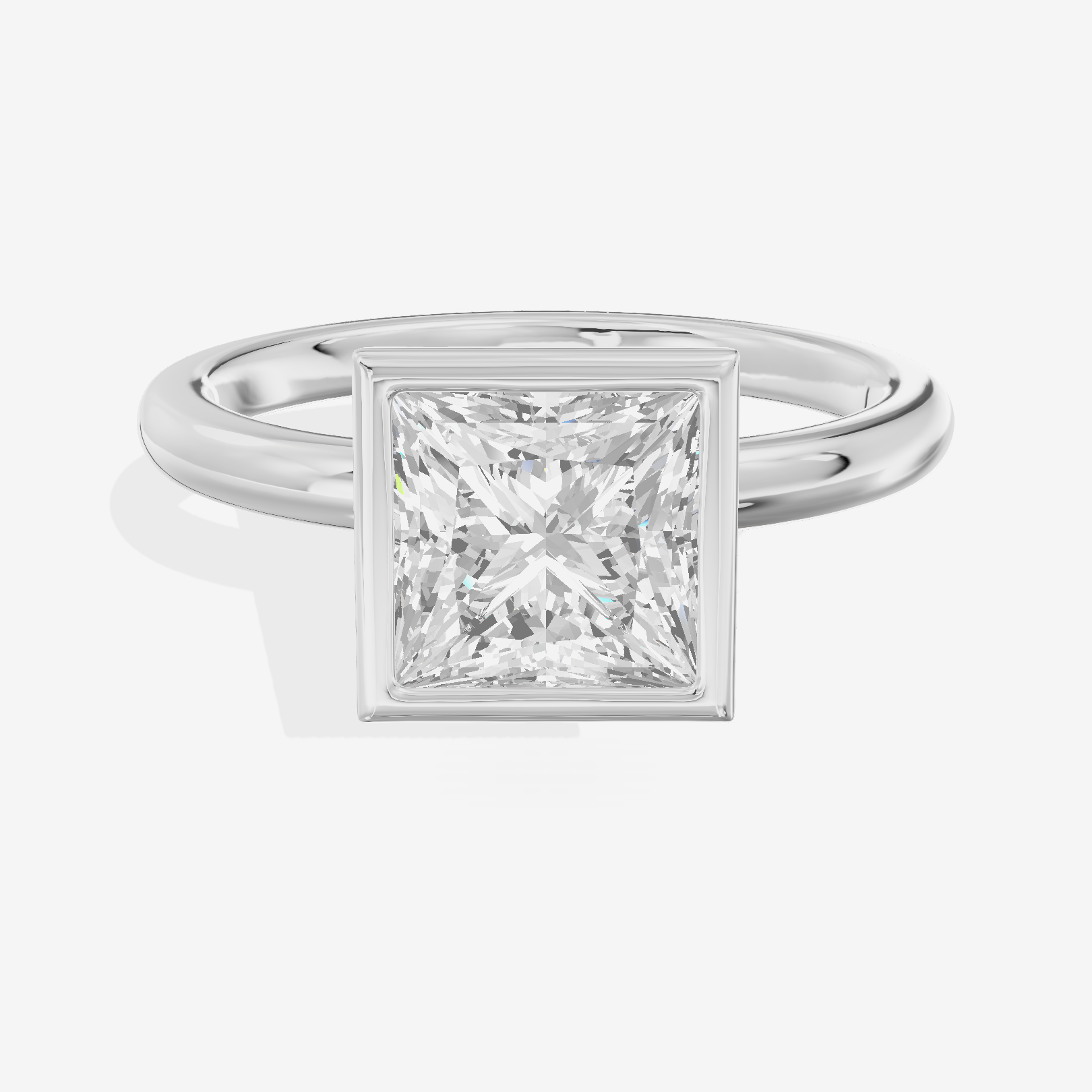 Tensare Bezel 2mm Princess Solitaire Engagement Ring in 14K White Gold