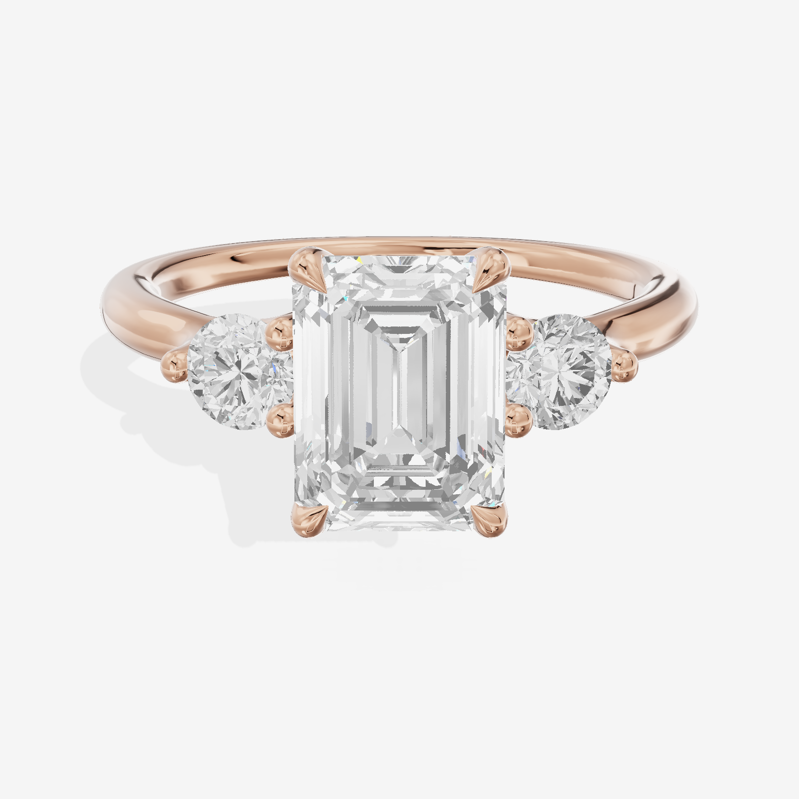 Triade Anniversary Anniversary Emerald Three Stone Engagement Ring (1/2 ct. tw.) in 18K Rose Gold