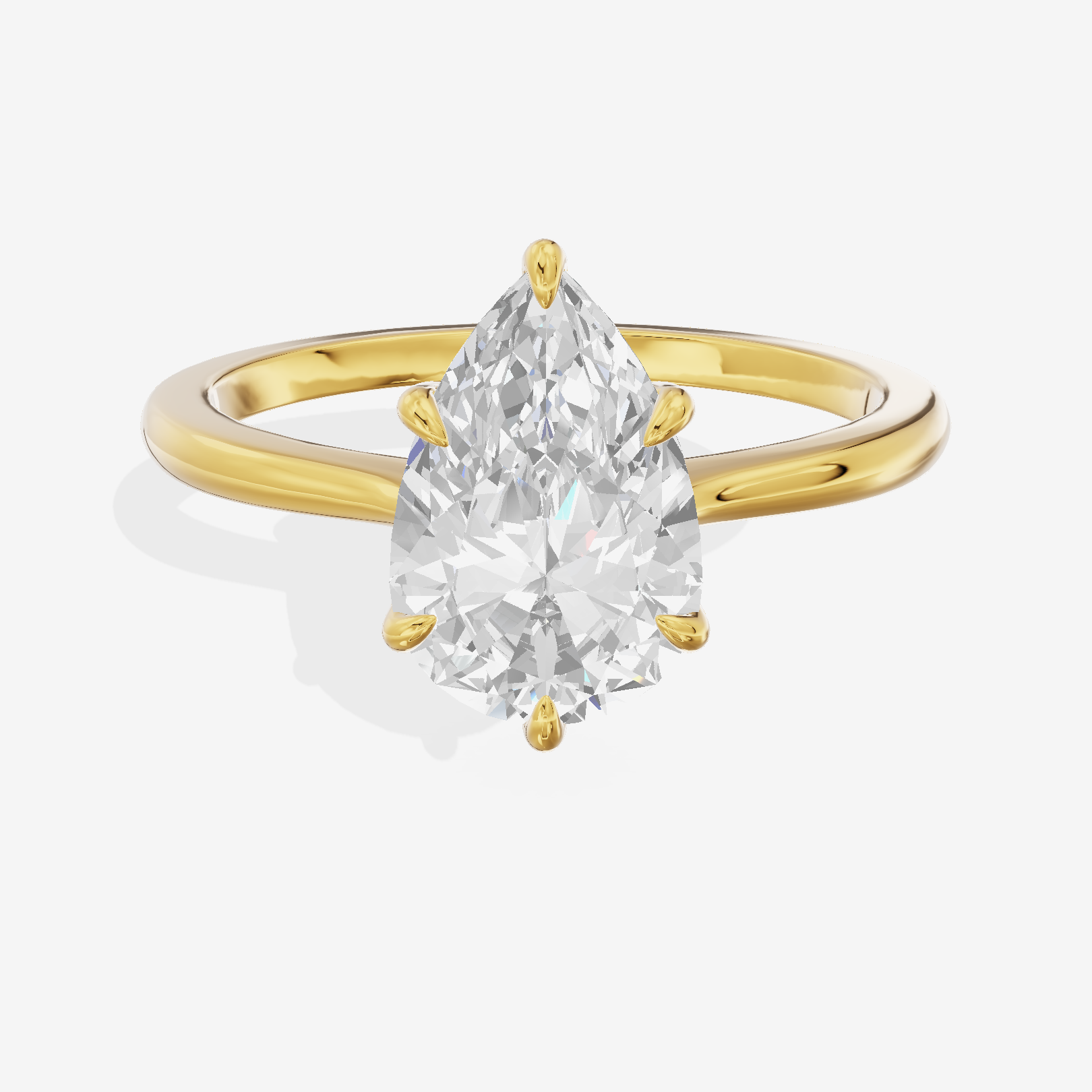 Crowned Halcyon 2.5mm Pear Six-Prong Engagement Ring in 14K Yellow Gold