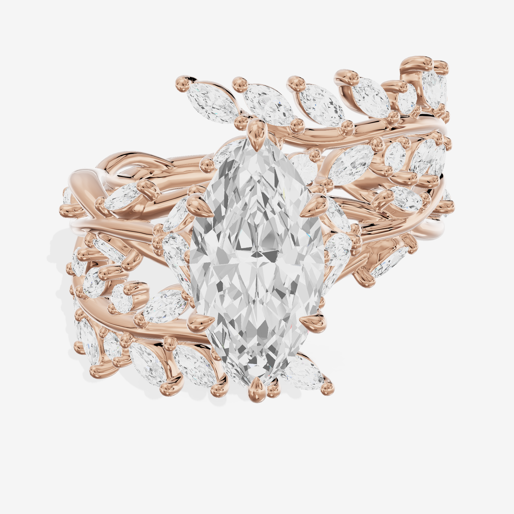Bowed Trueheart Marquise Engagement Ring with Side Stones (3/4 ct. tw.) in 18K Rose Gold