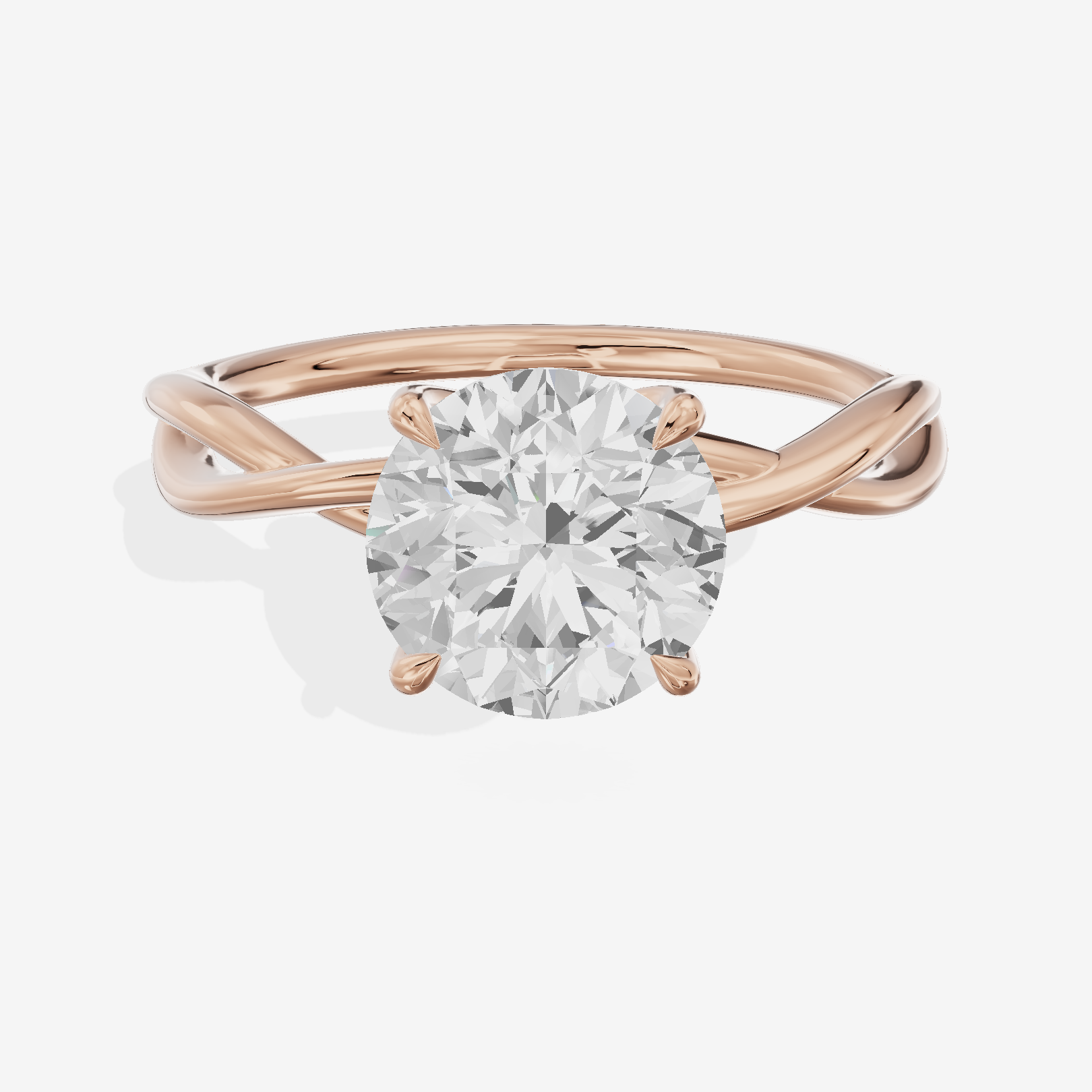 Twined Sincere Round Twisted Engagement Ring in 14K Rose Gold