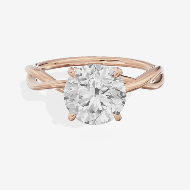 Twined Sincere Round Twisted Engagement Ring in 14K Rose Gold