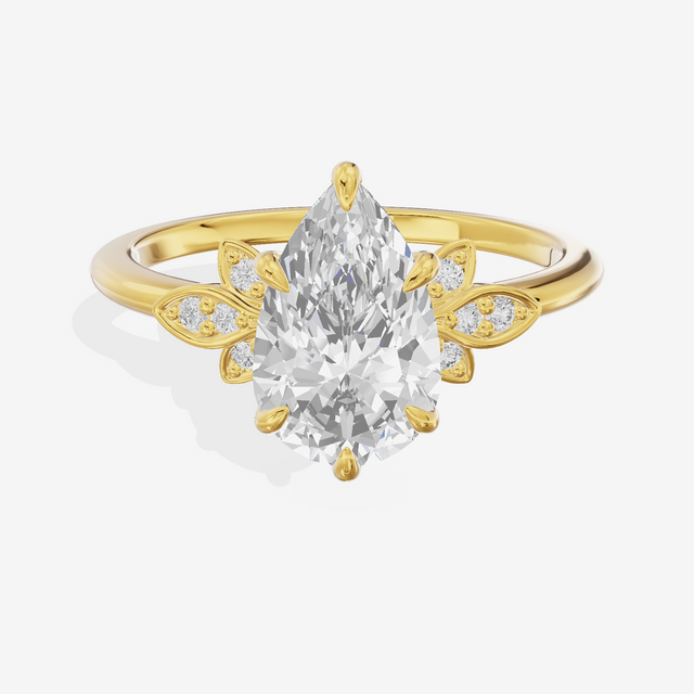 Trellise Pear Engagement Ring with Side Stones (1/20 ct. tw.) in 14K Yellow Gold