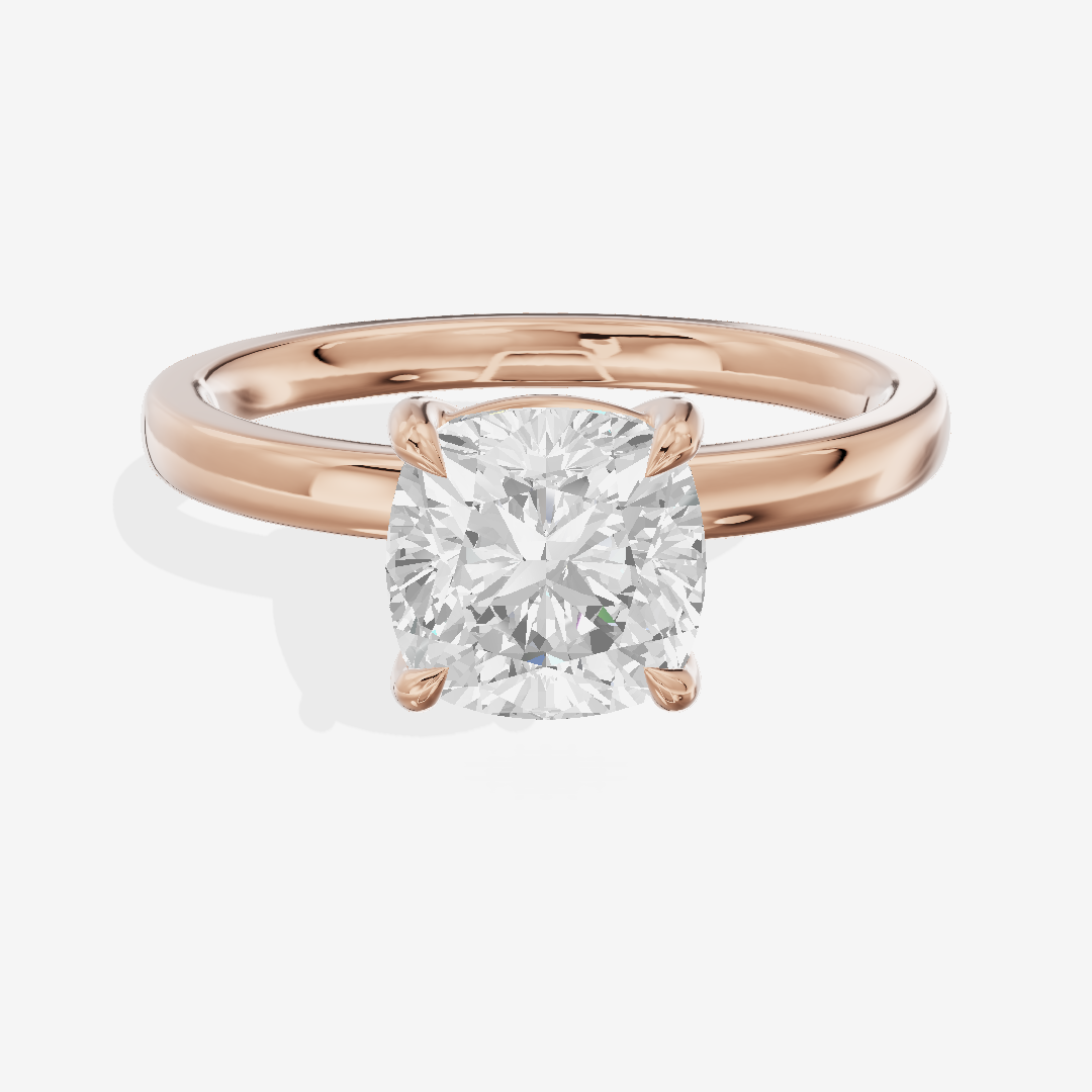 Petite Eversince 2mm Cushion Solitaire Engagement Ring in 18K Rose Gold