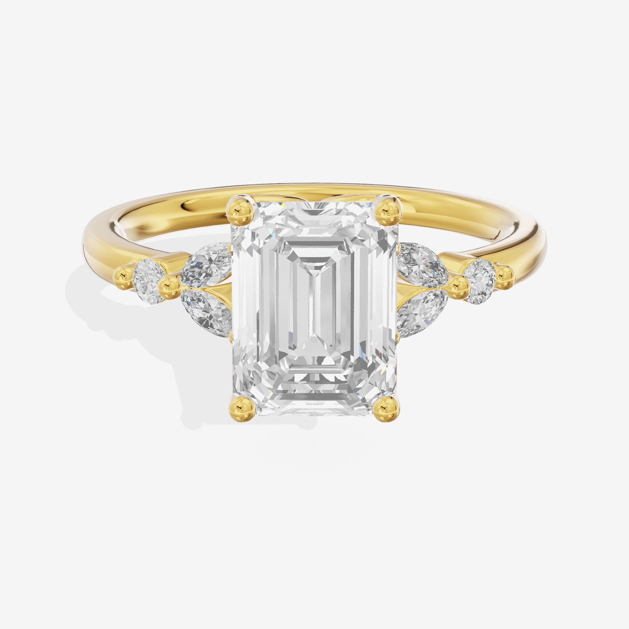 Whispered Halcyon Emerald Engagement Ring with Side Stones (1/6 ct. tw.) in 14K Yellow Gold