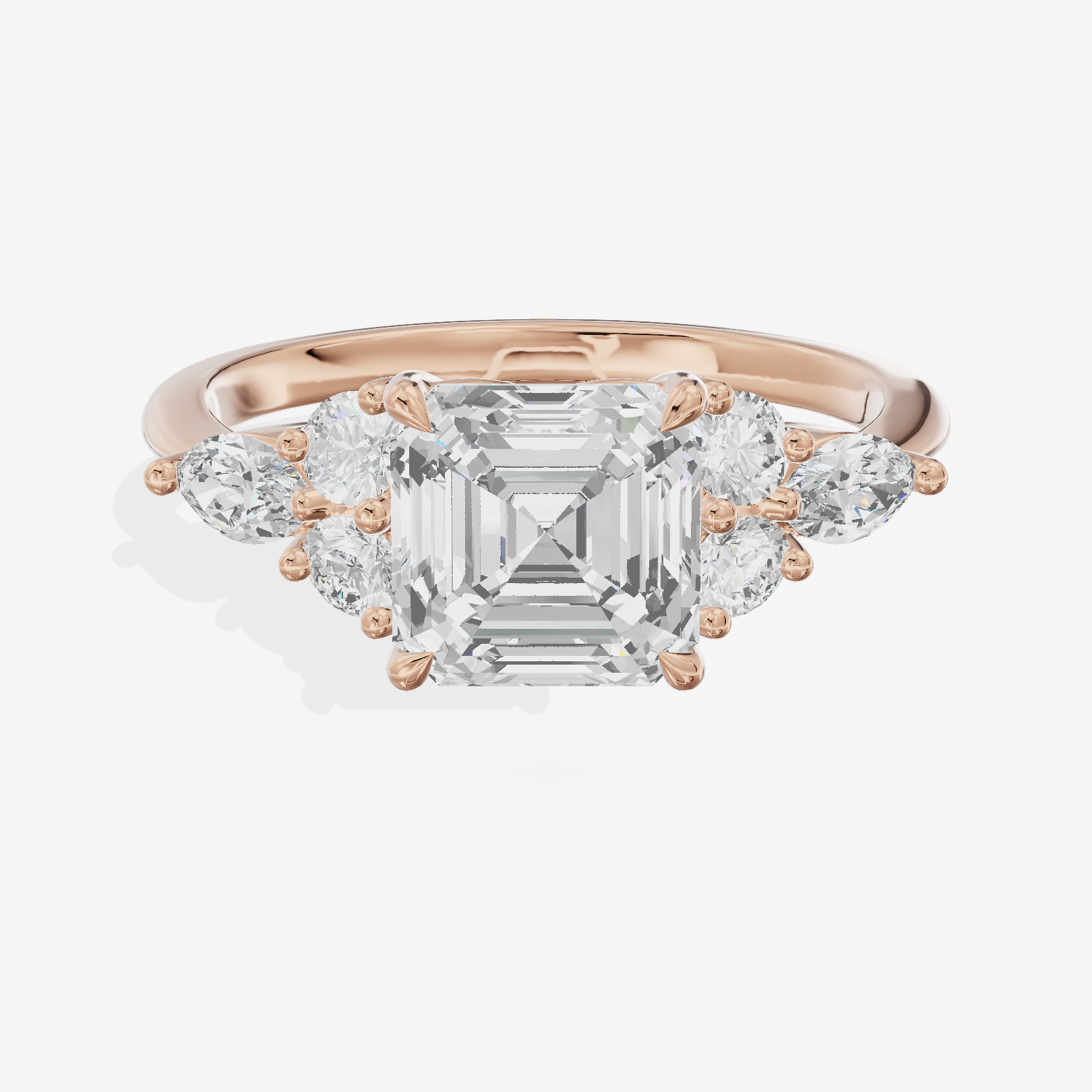 Luxe Vowsae Asscher Engagement Ring with Side Stones (2/5 ct. tw.) in 14K Rose Gold