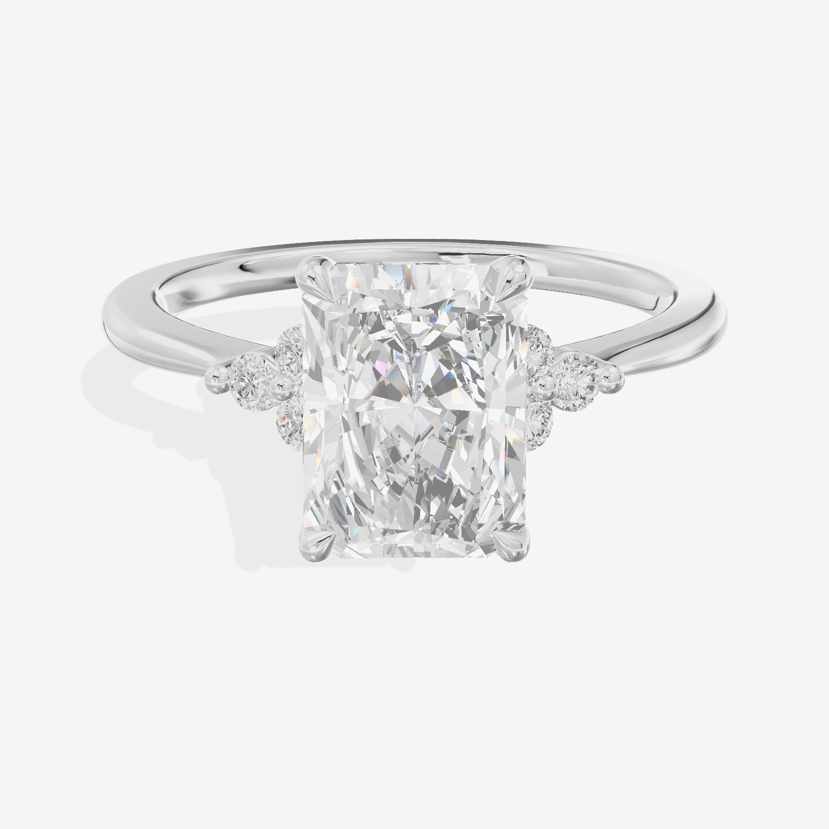 Petite Whisper Radiant Engagement Ring with Side Stones (1/10 ct. tw.) in Platinum