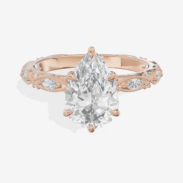Vintage Whisper Pear Engagement Ring (1/4 ct. tw.) in 18K Rose Gold