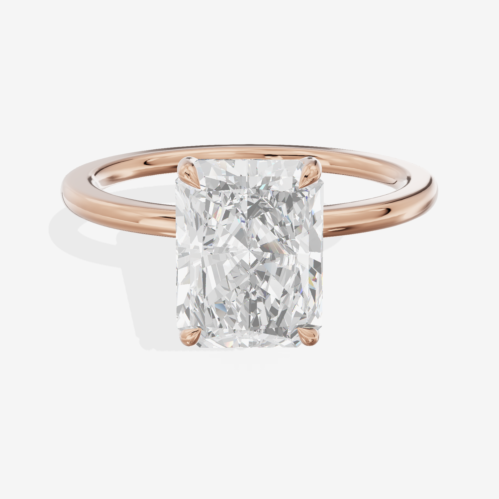 Coeurine Hidden Halo Radiant Engagement Ring (1/20 ct. tw.) in 14K Rose Gold