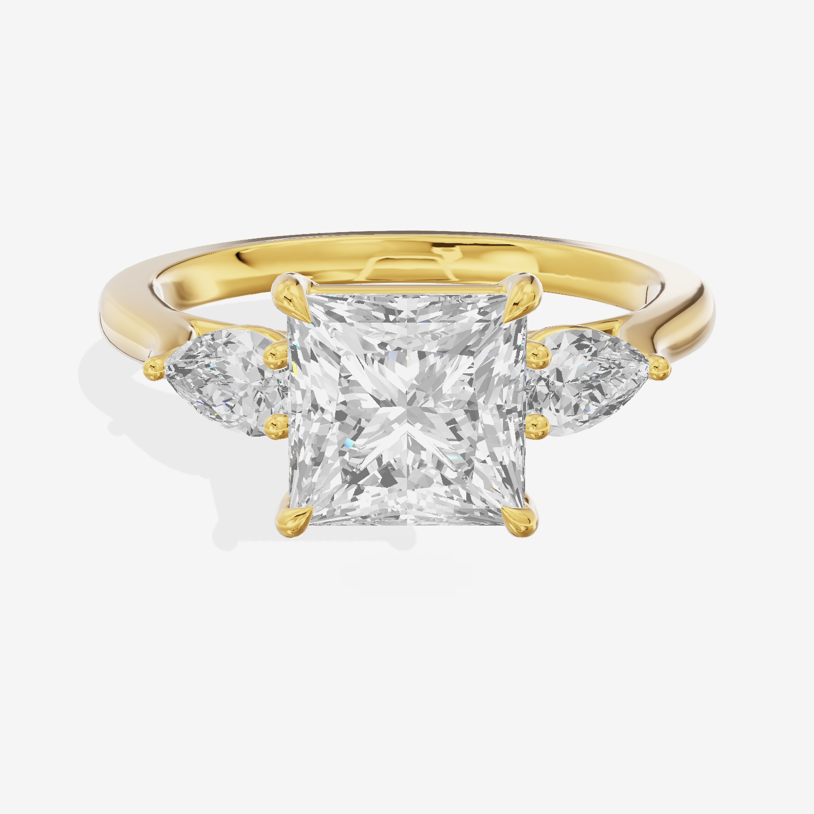 Classic Eversince Princess Engagement Ring with Side Stones (2/5 ct. tw.) in 18K Yellow Gold