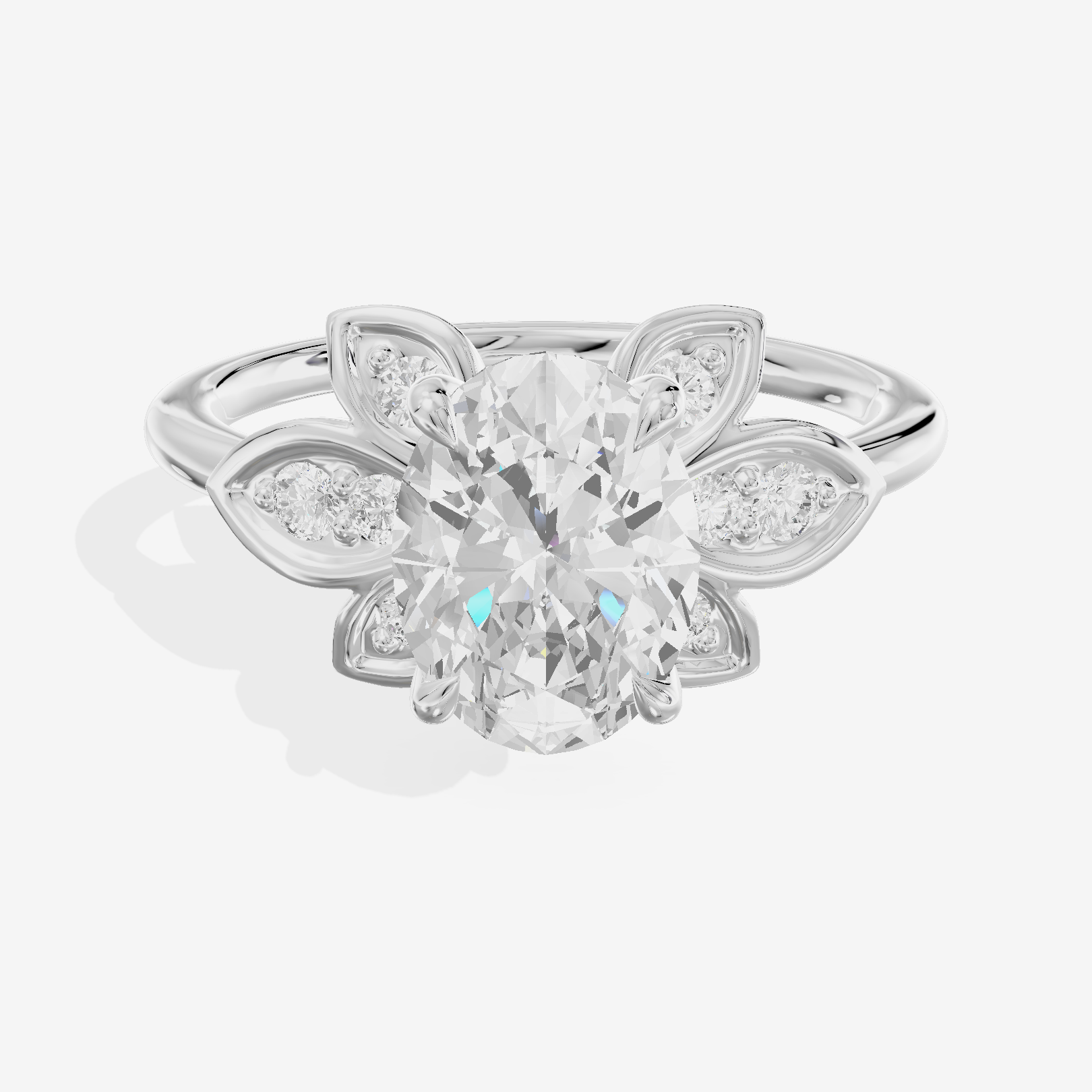 Petite Whisper Oval Engagement Ring with Side Stones (1/10 ct. tw.) in 14K White Gold