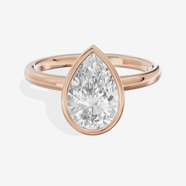 Trellise Bezel 2mm Pear Solitaire Engagement Ring in 14K Rose Gold