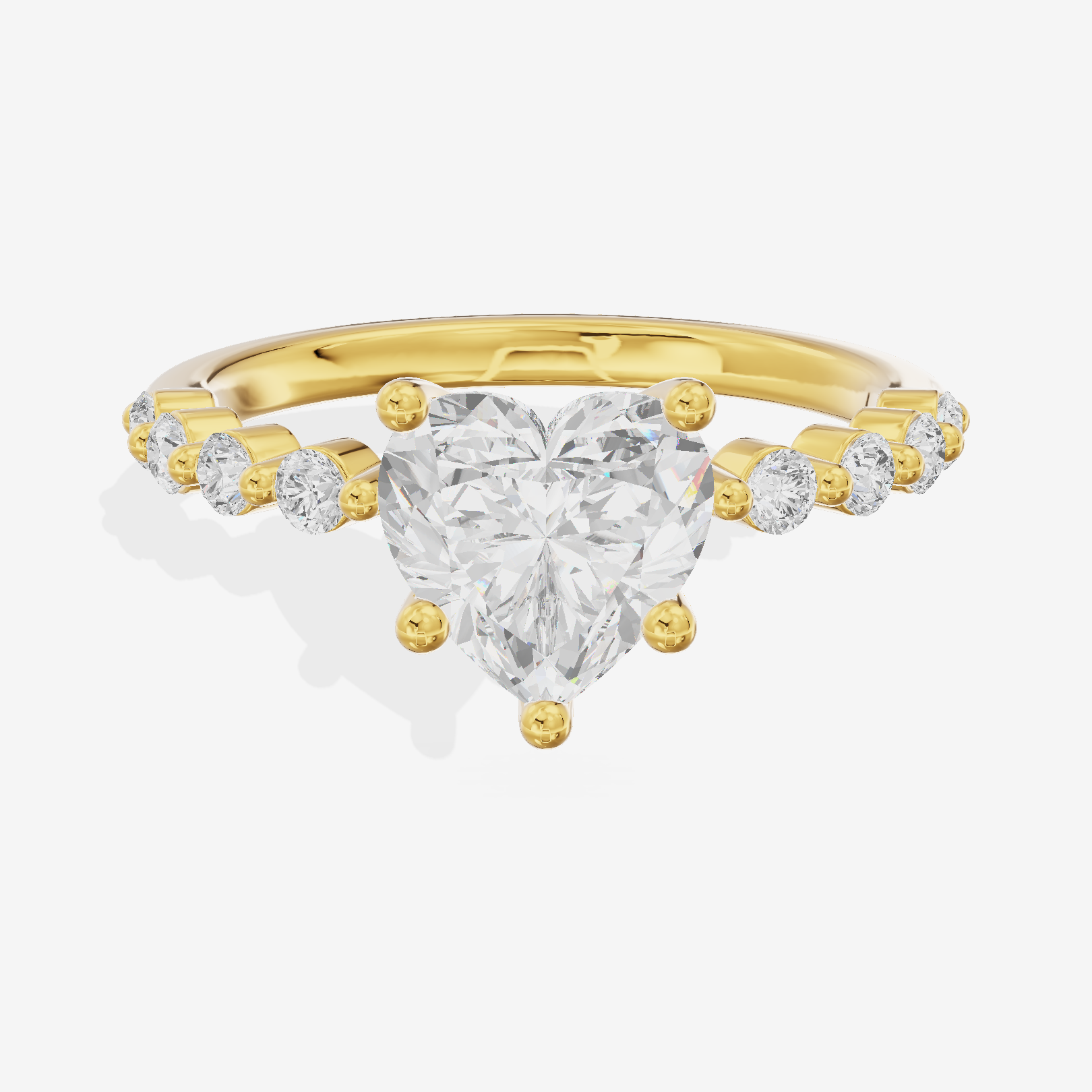 Lustrous Aimora 3mm Heart Solitaire Engagement Ring in 14K Yellow Gold