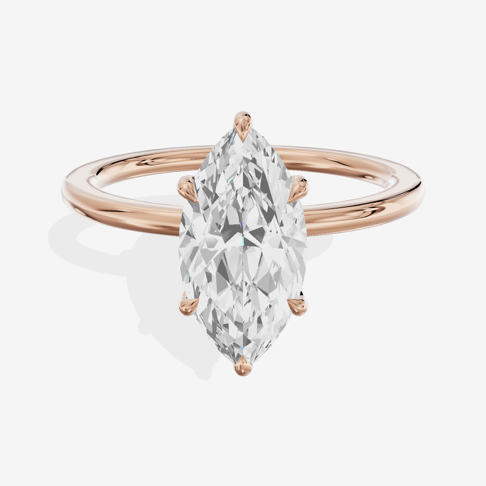 Coeurine Hidden Halo Marquise Engagement Ring (1/20 ct. tw.) in 18K Rose Gold