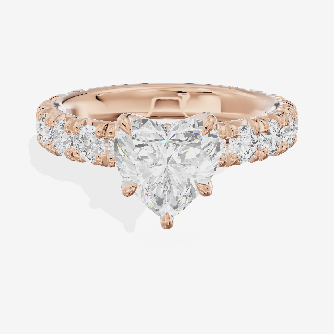 Crowned Sincere Heart Engagement Ring with Side Stones (3/4 ct. tw.) in 14K Rose Gold