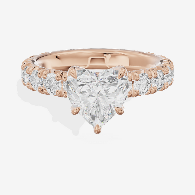 Crowned Sincere Heart Engagement Ring with Side Stones (3/4 ct. tw.) in 14K Rose Gold