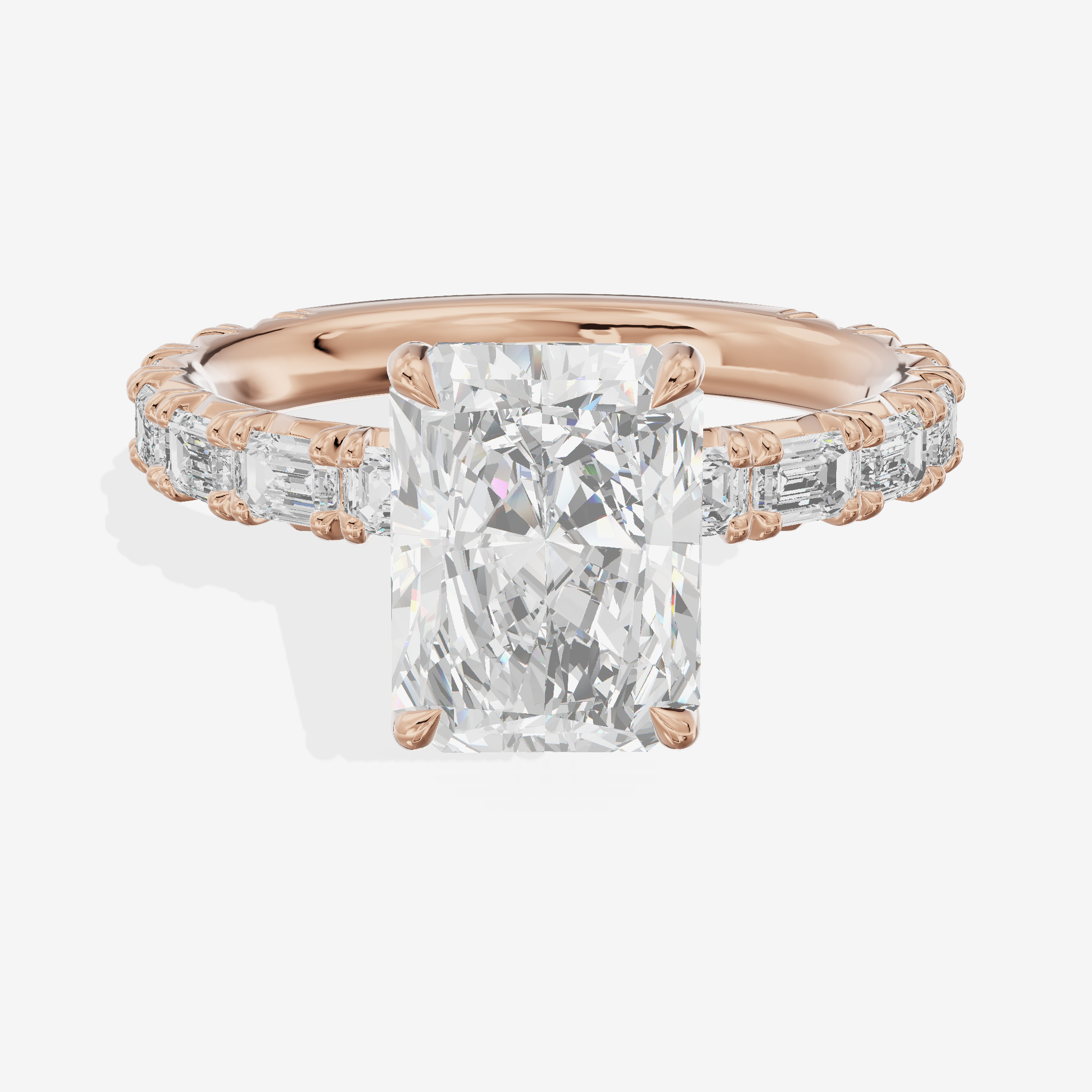 Luxe Aurea Radiant Engagement Ring with Side Stones (3/8 ct. tw.) in 14K Rose Gold