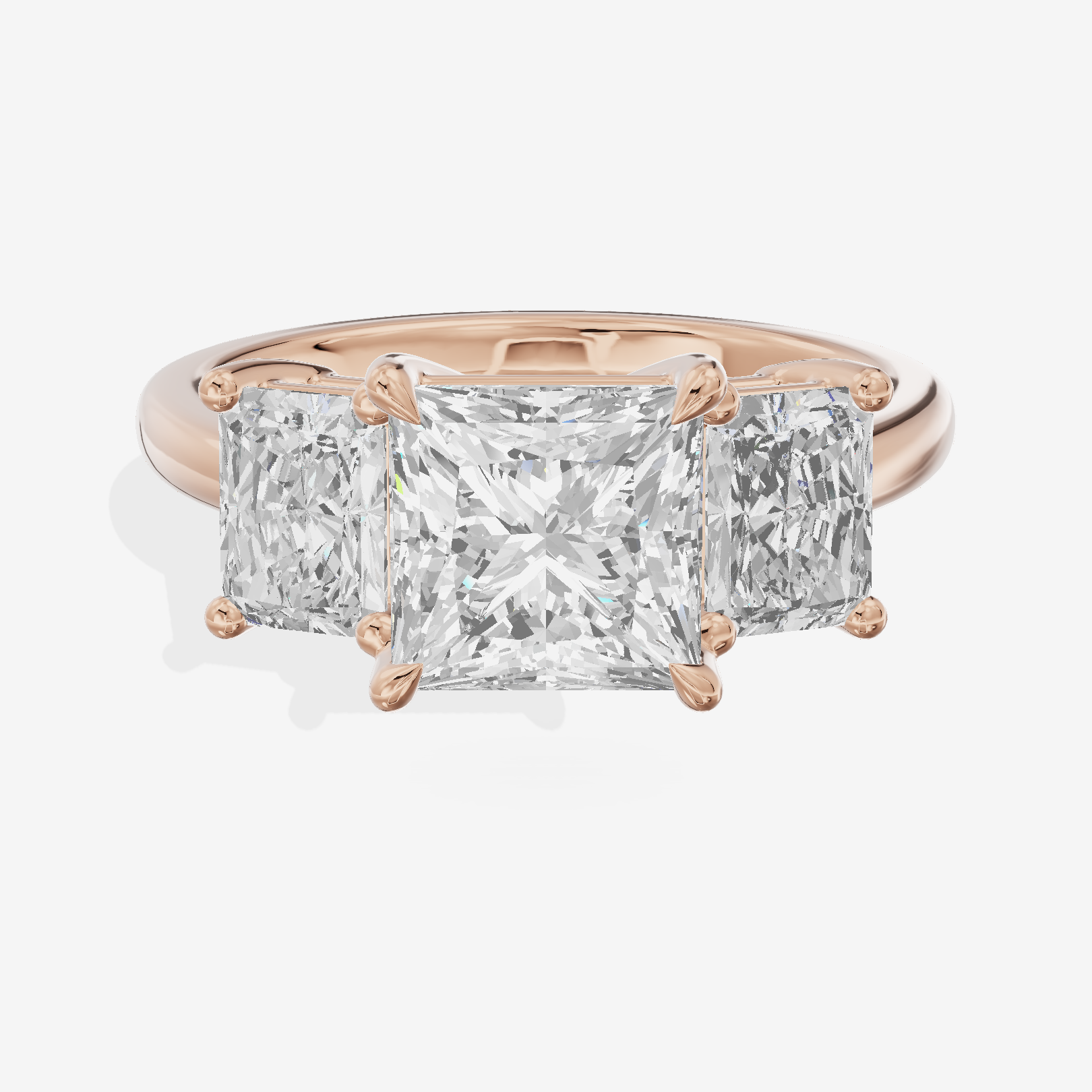 Twine Three Stone Princess Engagement Ring (1/3 ct. tw.) in 14K Rose Gold