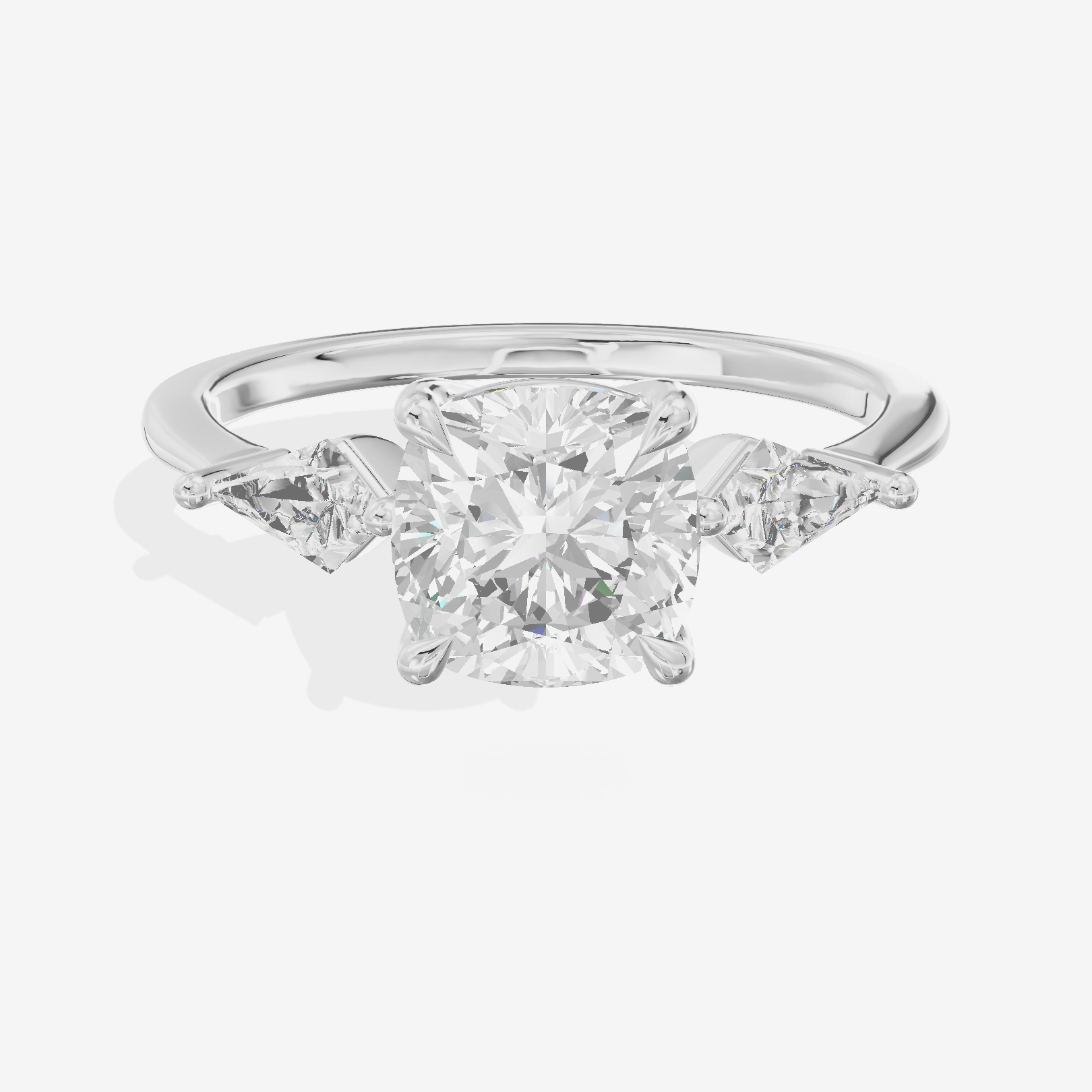 Luxe Maia Three Stone Cushion Engagement Ring (1/3 ct. tw.) in 18K White Gold