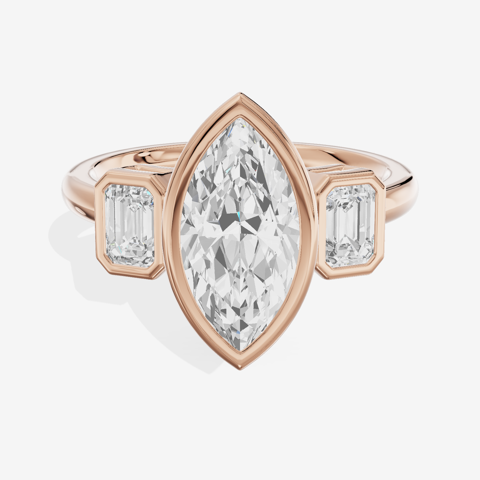 Selenia Three Stone Marquise Engagement Ring (1/2 ct. tw.) in 14K Rose Gold