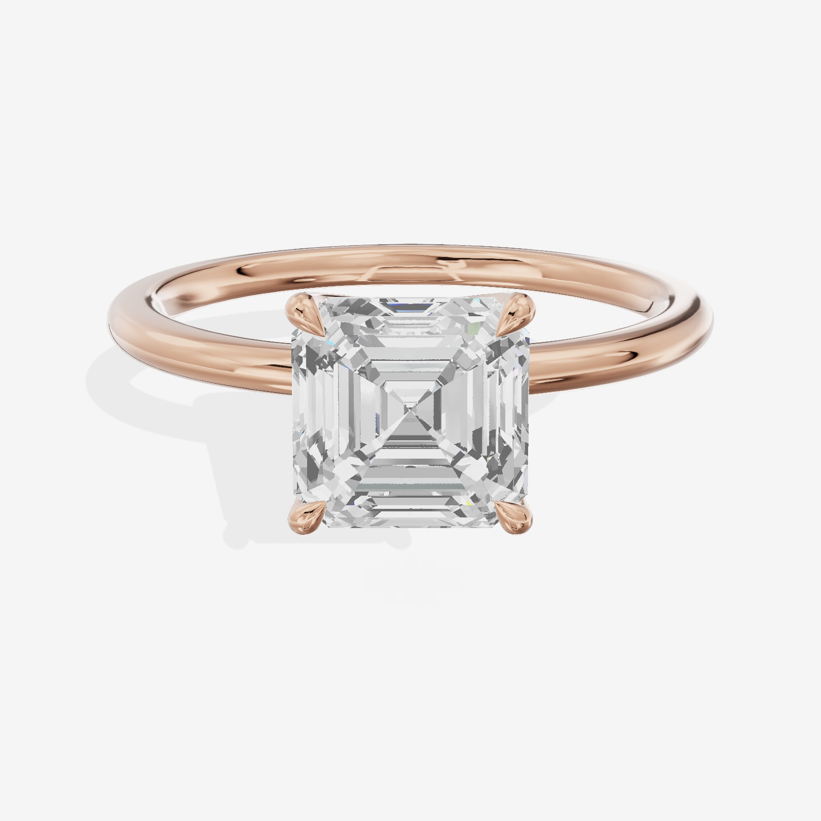 Petite Aimora 1.5mm Asscher Solitaire Engagement Ring in 18K Rose Gold