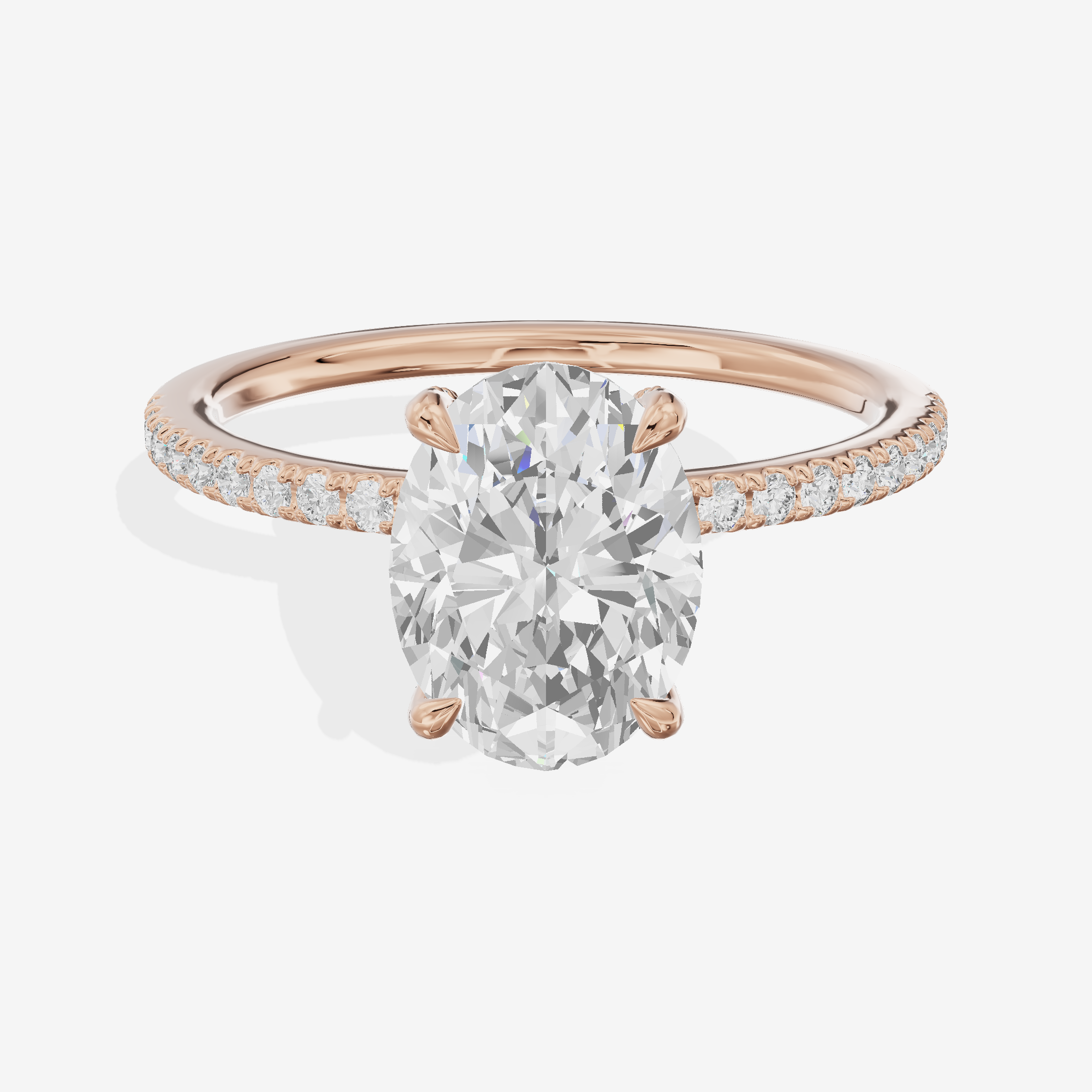 Bowed Sincere Oval Engagement Ring with Side Stones (1/4 ct. tw.) in 14K Rose Gold