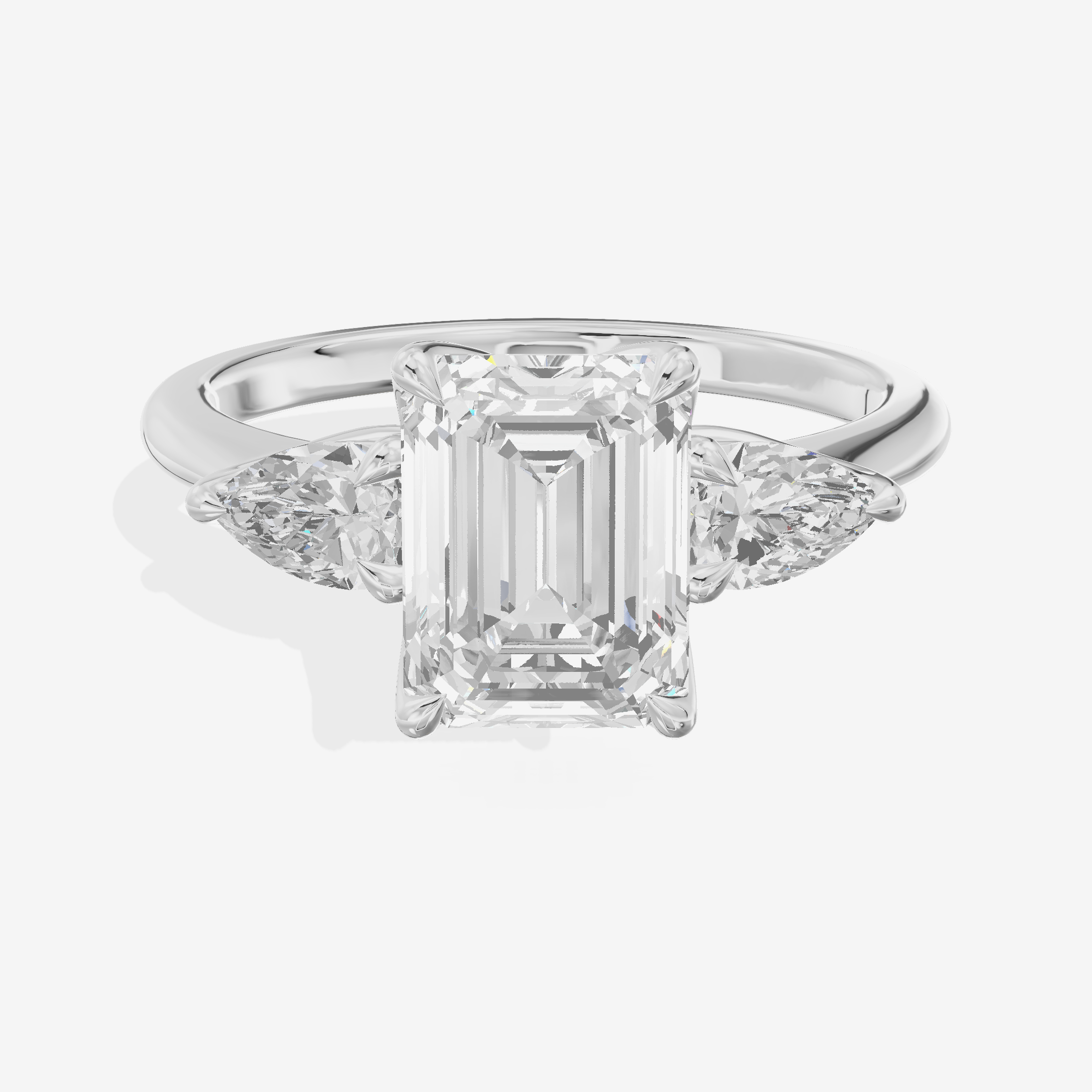 Modern Triade Emerald Three Stone Engagement Ring (1/2 ct. tw.) in 18K White Gold