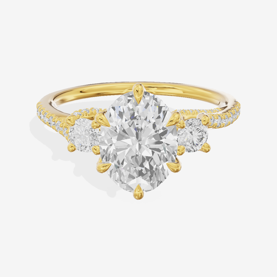 Luxe Triade Oval Three Stone Engagement Ring (1/2 ct. tw.) in 18K Yellow Gold