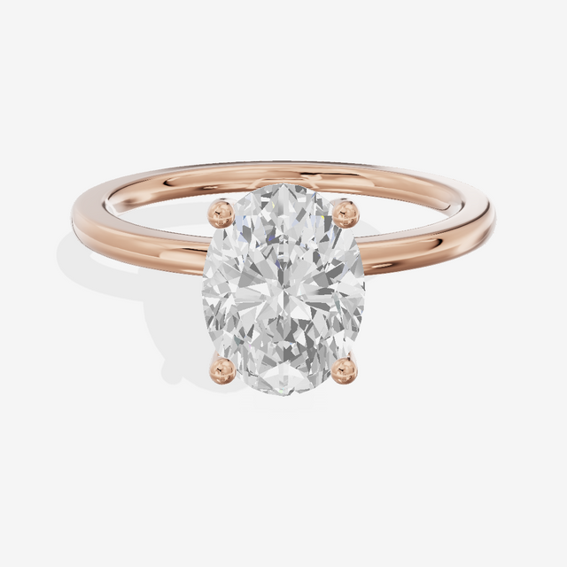 Vowsae Hidden Halo Oval Engagement Ring (1/20 ct. tw.) in 18K Rose Gold
