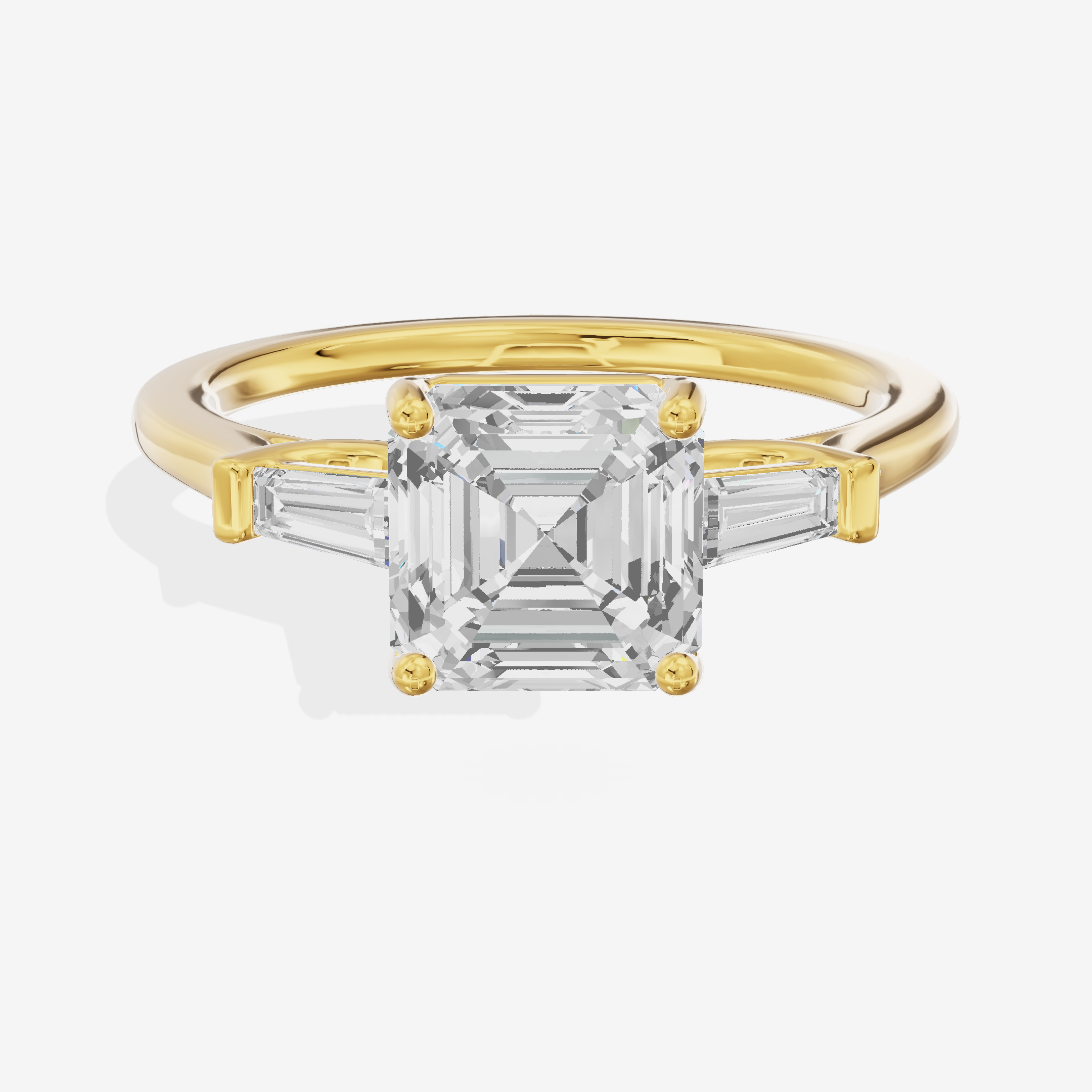 Petite Halcyon Asscher Engagement Ring with Side Stones (1/6 ct. tw.) in 14K Yellow Gold