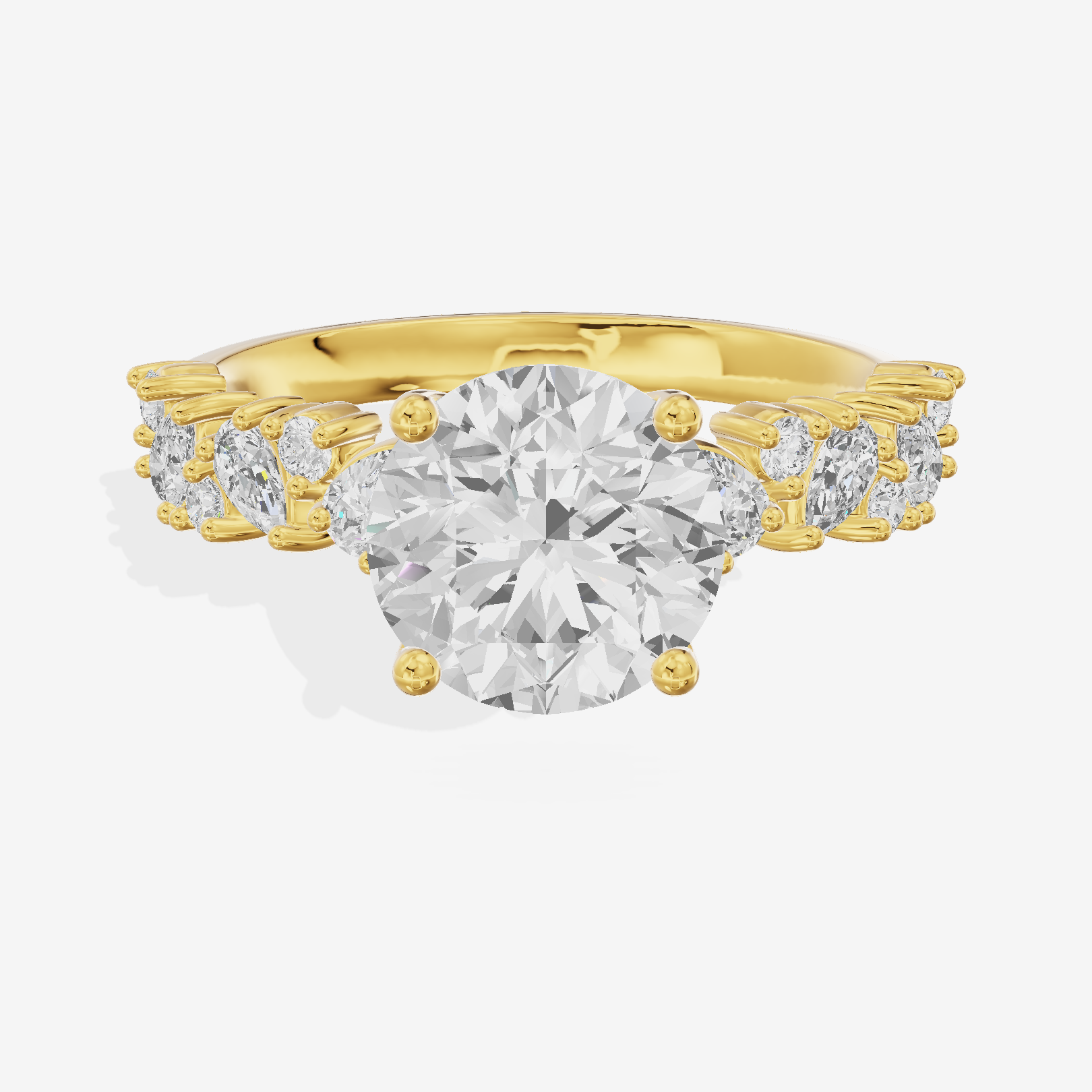 Bowed Vowsae Round Engagement Ring with Side Stones (2/5 ct. tw.) in 18K Yellow Gold
