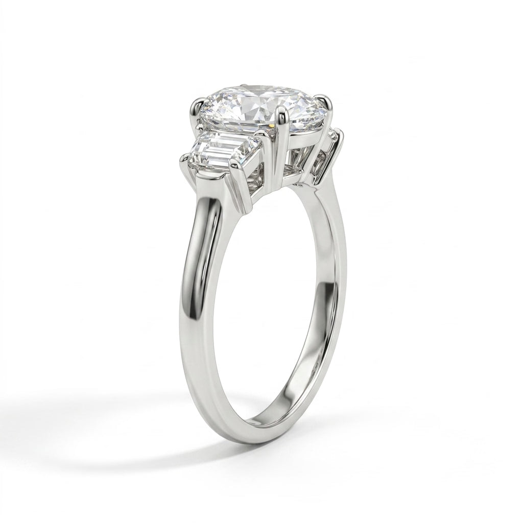 Three Stone Oval Engagement Ring (3.24 ct. tw.) in 18K White Gold
