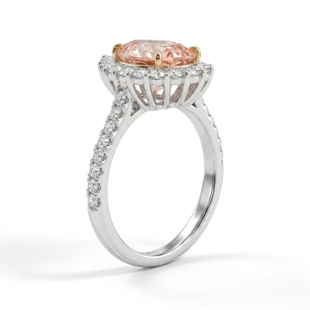 Halo Pavé Pear Engagement Ring