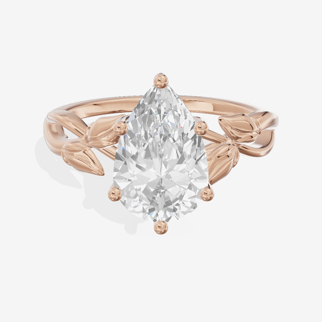 Sealed Vowsae 2.5mm Pear Solitaire Engagement Ring in 18K Rose Gold