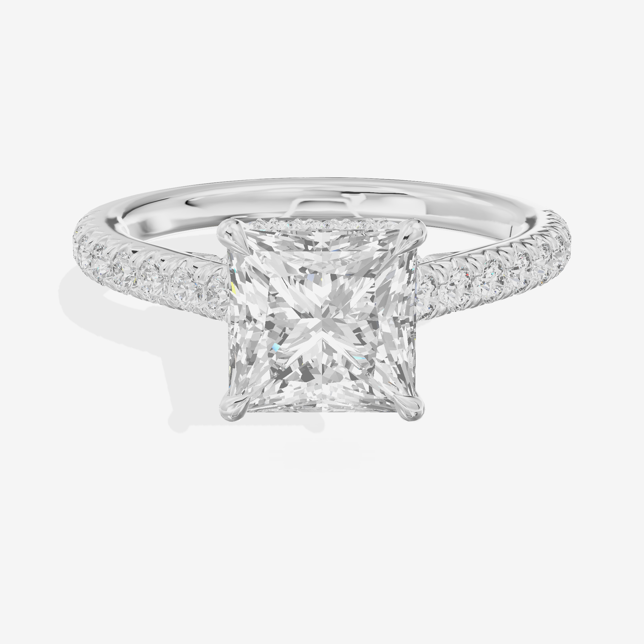 Modern Linger Princess Engagement Ring with Side Stones (3/4 ct. tw.) in Platinum