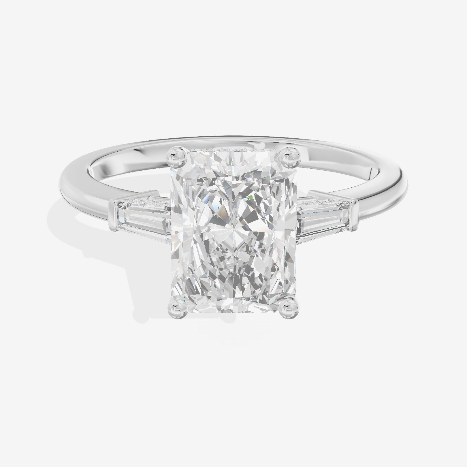 Promezza Hidden Halo Radiant Engagement Ring (1/20 ct. tw.) in 18K White Gold