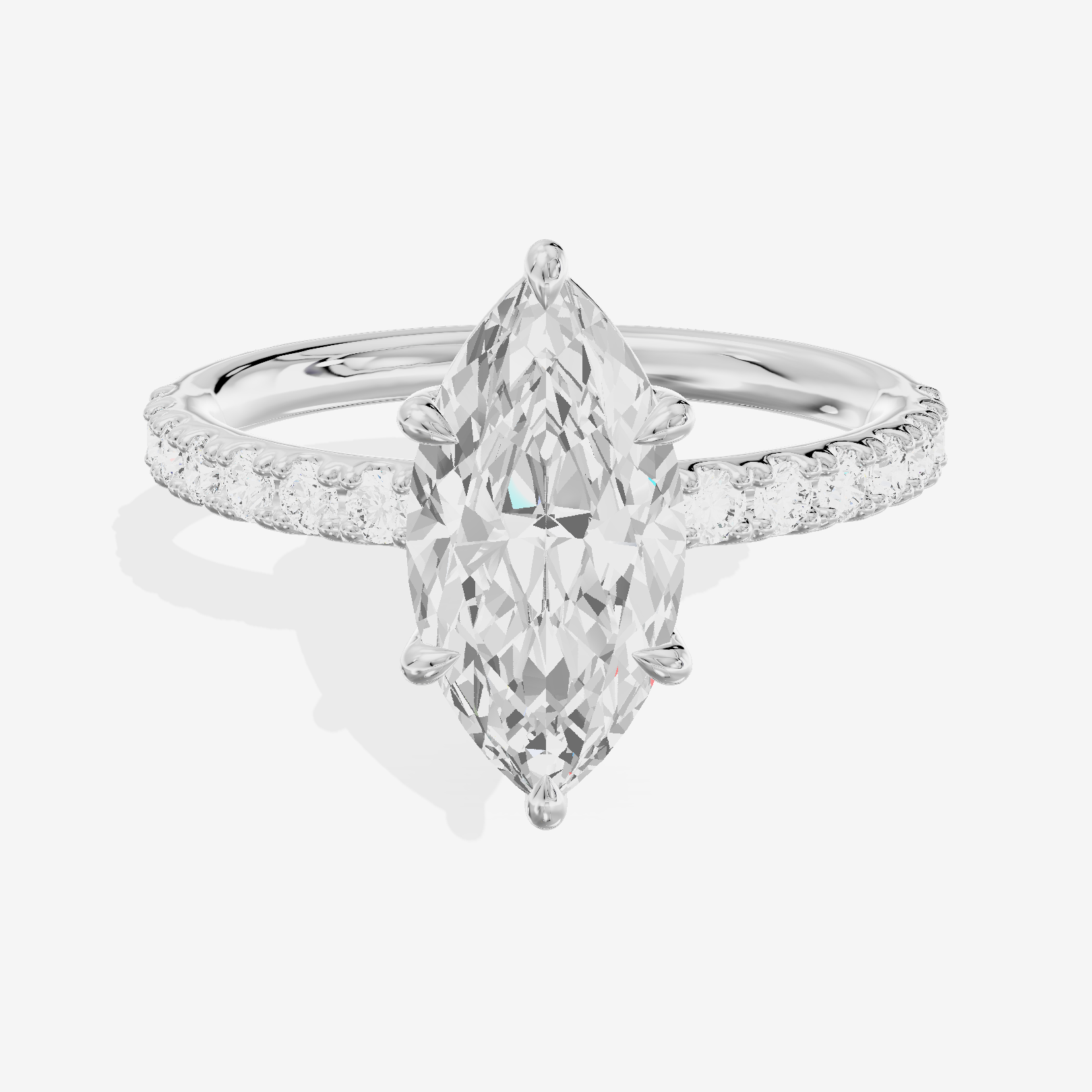 Selenia Basket Split Shank Marquise Engagement Ring with Side Stones (1/8 ct. tw.) in 14K White Gold