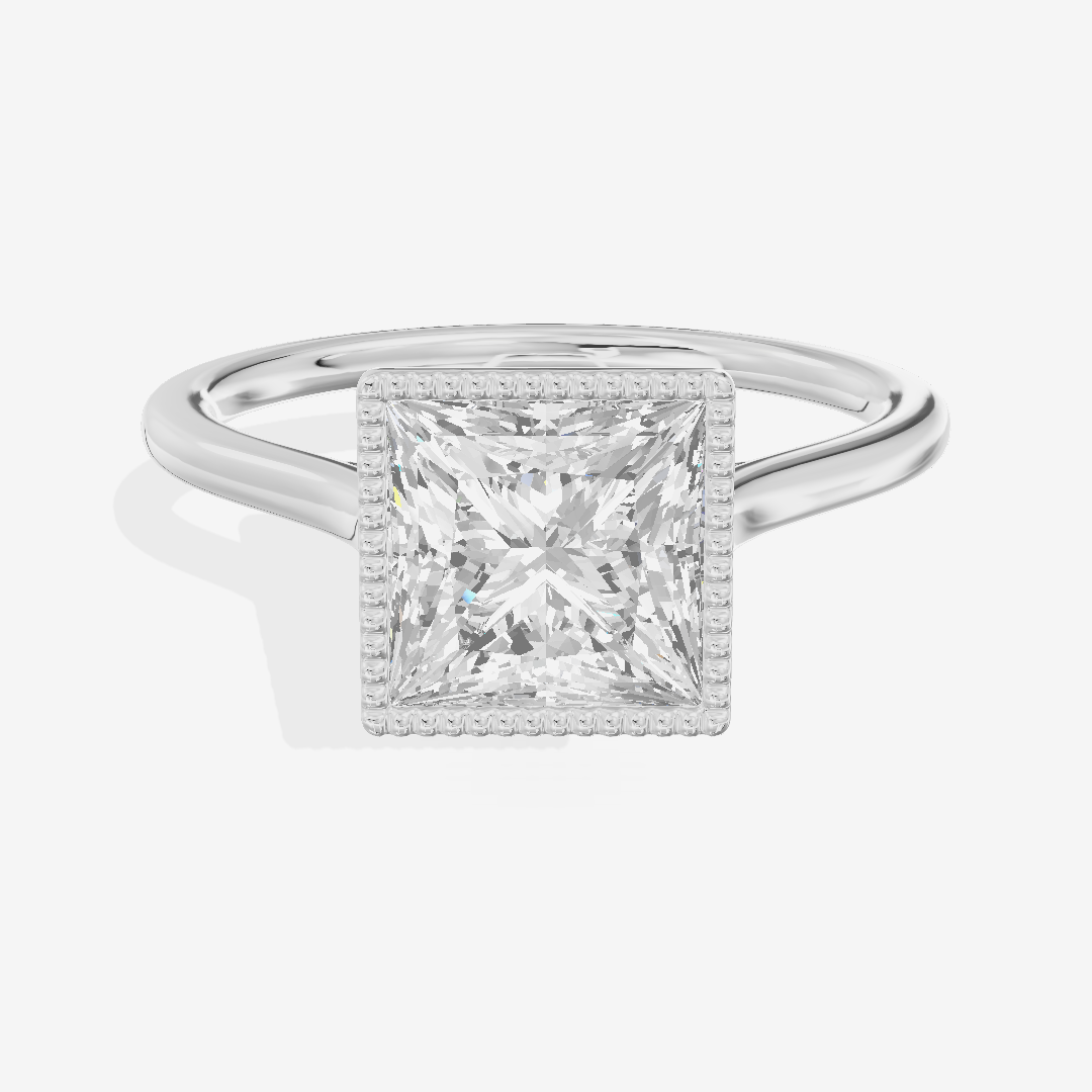 Modern Coeurine 1.5mm Princess Bezel Engagement Ring in Platinum