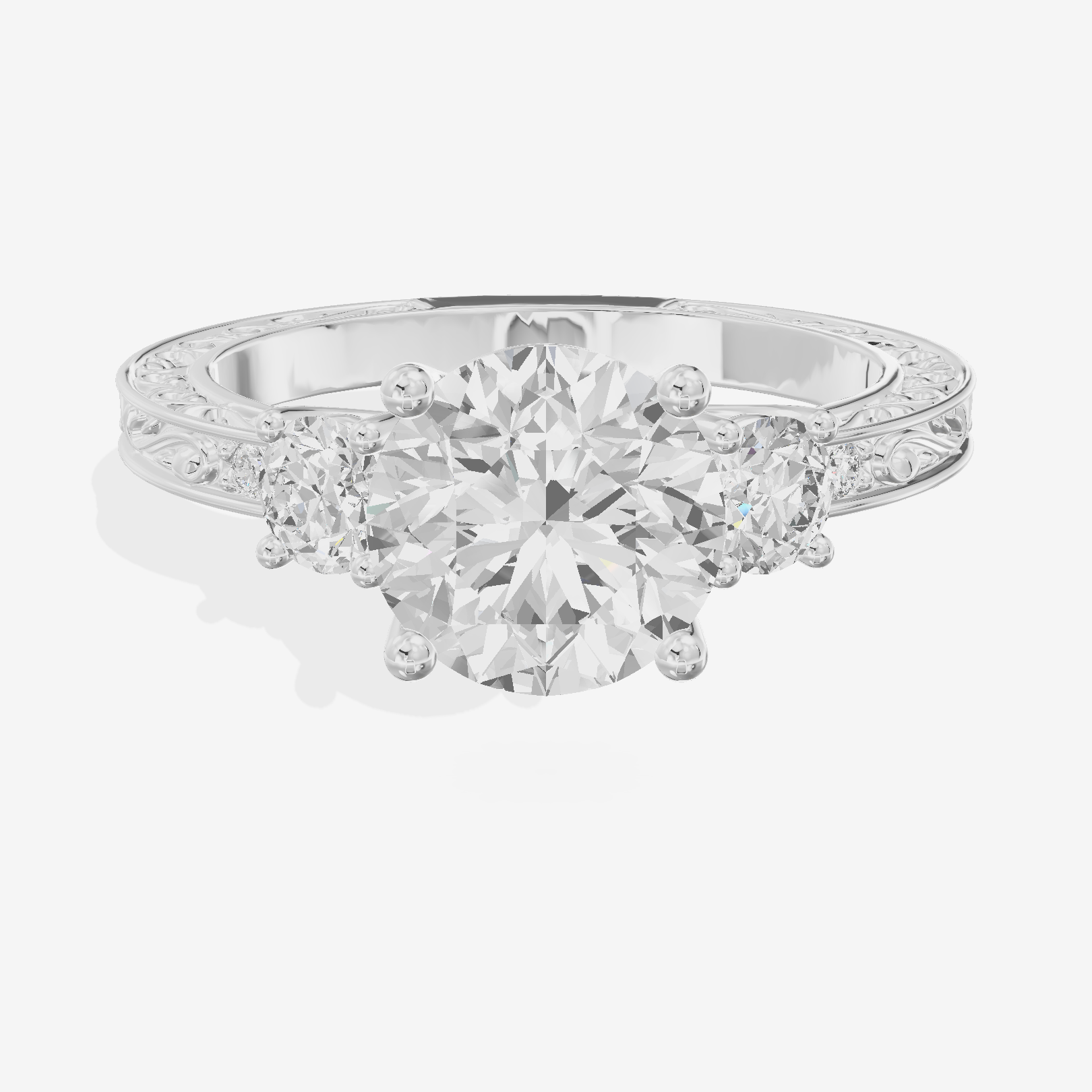 Petite Promezza Three Stone Round Engagement Ring (2/5 ct. tw.) in 14K White Gold