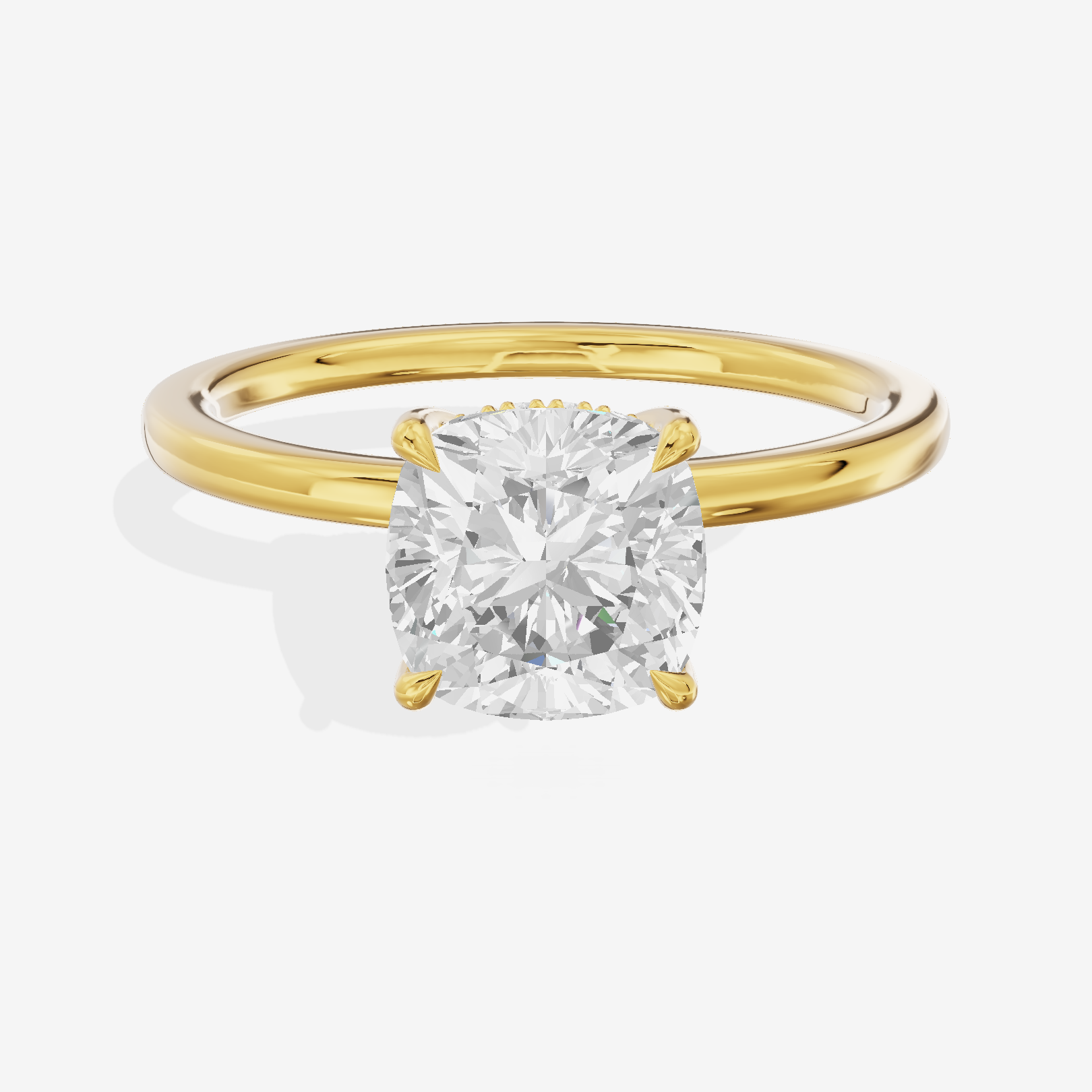 Tender Aimora Cushion Engagement Ring with Hidden Halos (1/20 ct. tw.) in 18K Yellow Gold